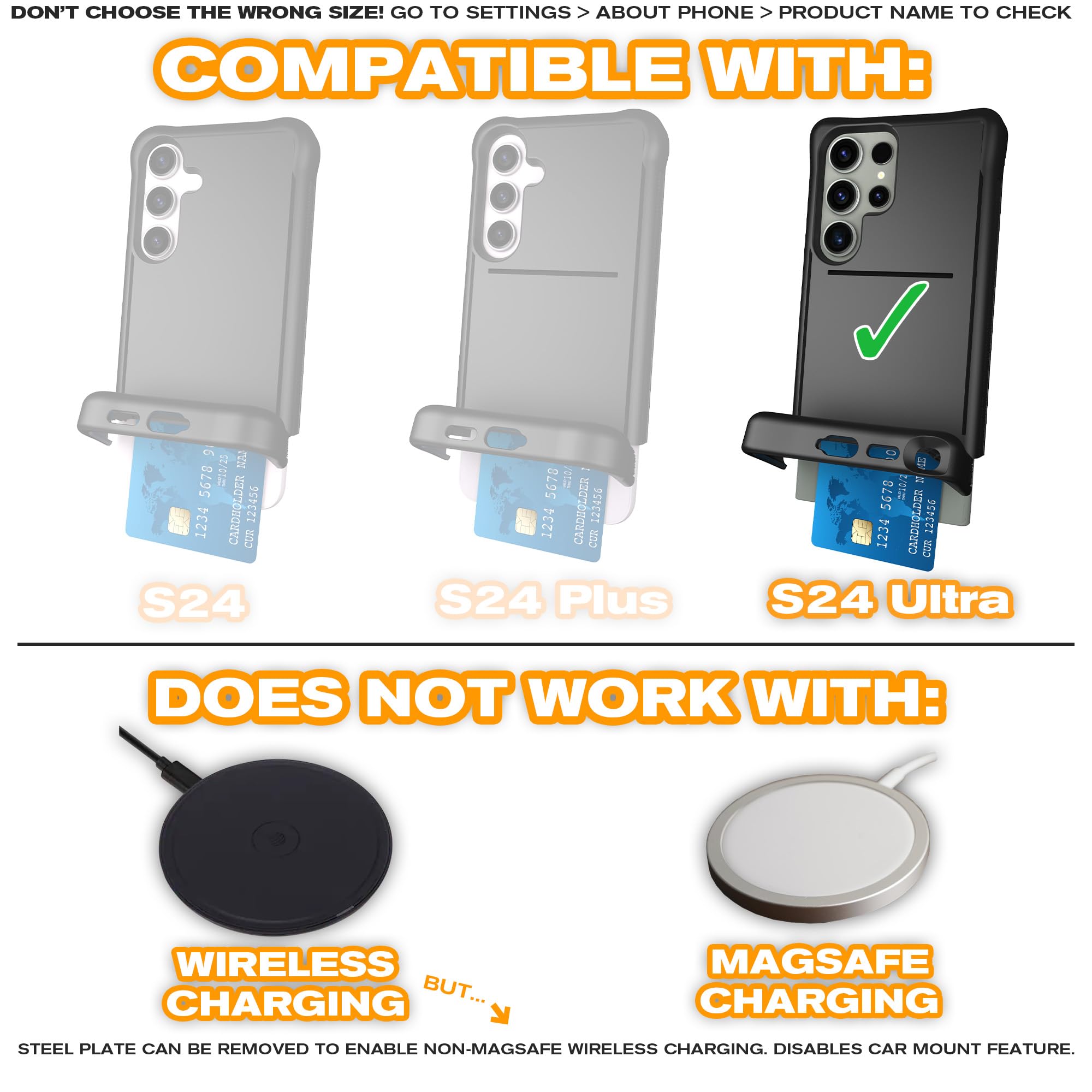 Scooch For Samsung Galaxy S24 Ultra Case With Card Holder, Wingmate Wallet Case With Hidden Card Slot And Rfid Protection, 10 Fo