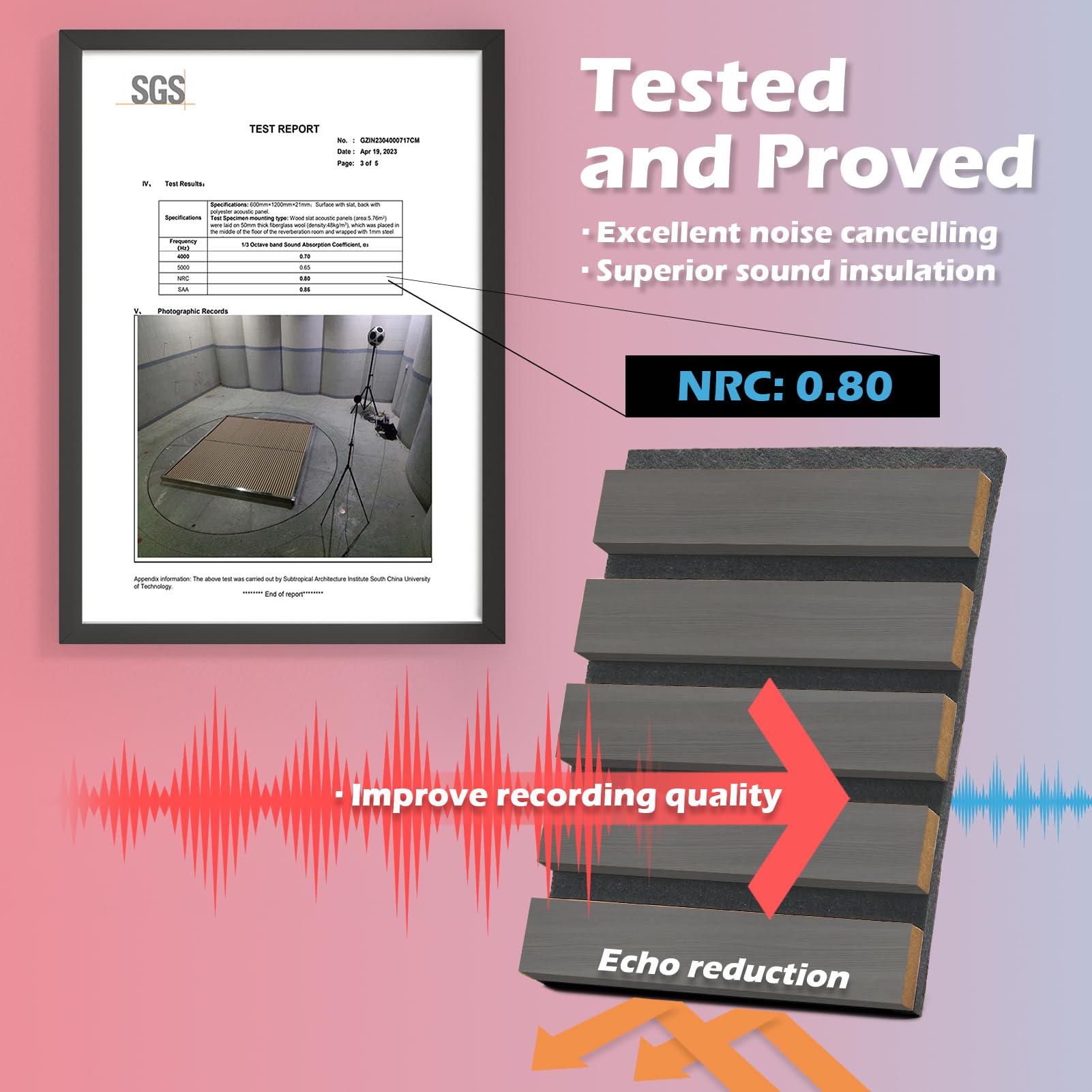 Art3D 2-Pack 108 X 12 Acoustic Wood Panels For Wall, Soundproof Wood Slat Panel For Wall And Ceiling, 3D Fluted Sound Absorbing
