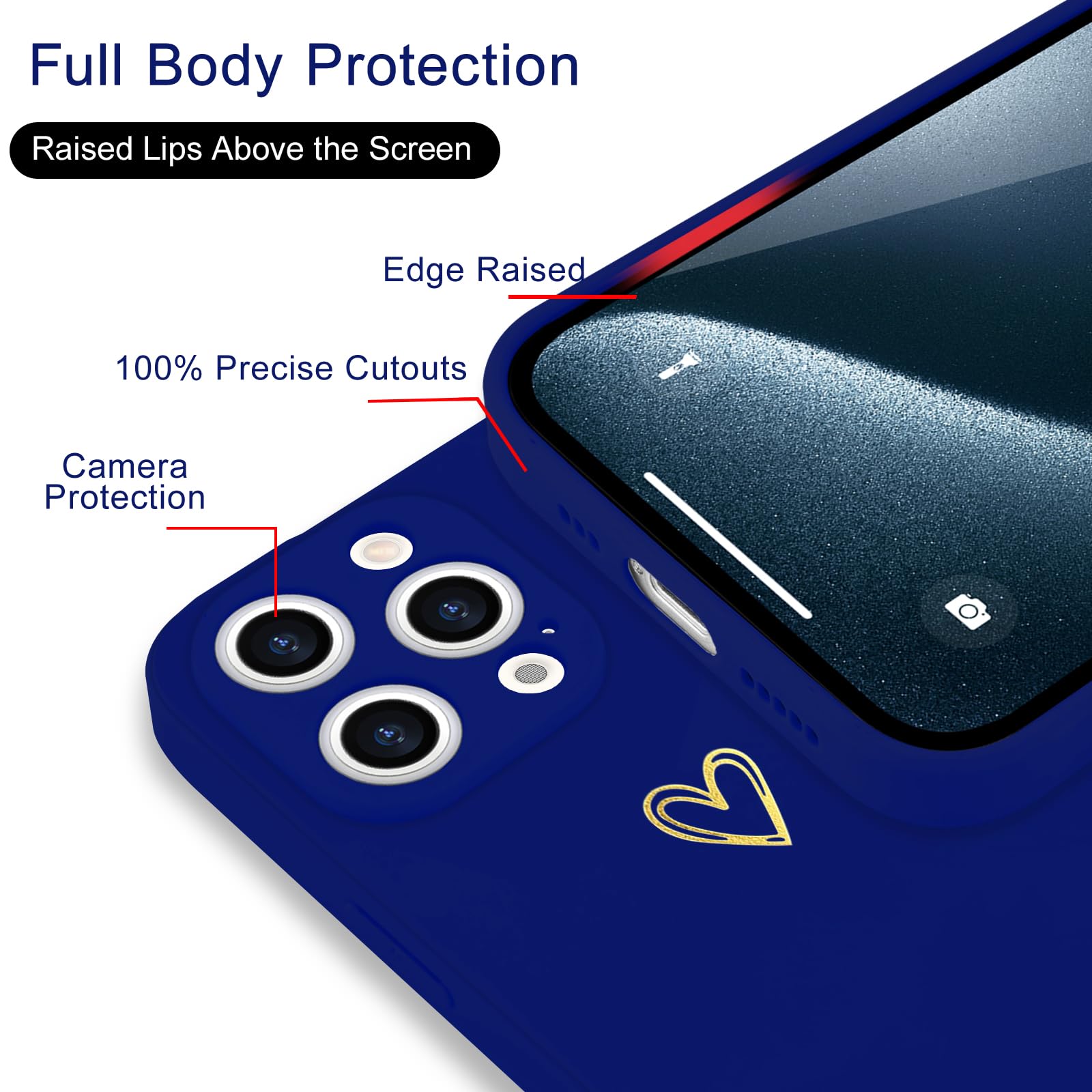 Wirvyuer For Iphone 14 Pro Case Cute Heart Pattern Soft Shockproof Slim Protective Silicone Phone Case Cover For Women Girls, Kl