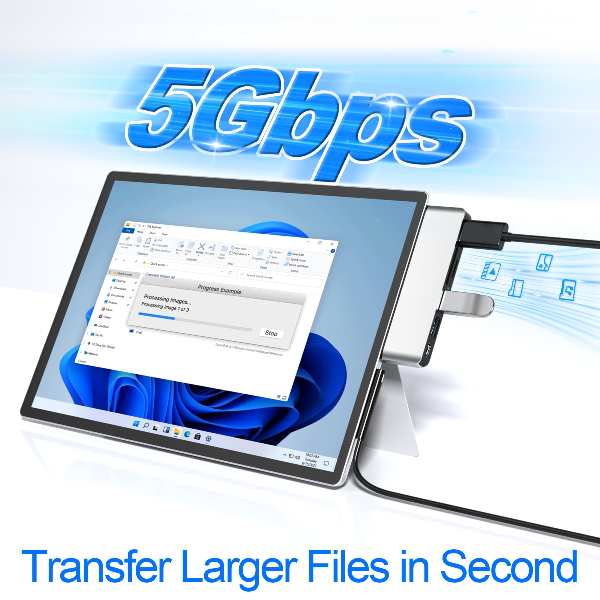 Surface Pro 7 Docking Station, Microsoft Surface Pro 7 Usb Hub With 4K Hdmi+ Usb C Audio & Data Transfer+ 2 Usb 3.0 Ports+ Tf/Sd