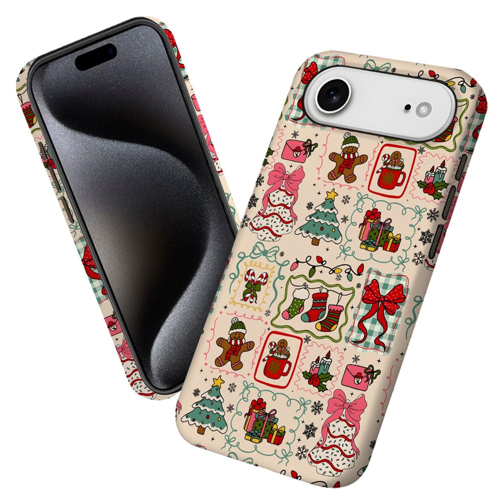 Case for iPhone 17 Air,Christmas Tree Gingerbread Man Phone Case Military-Grade Drop Protection Cover for Women Girl - Frosted