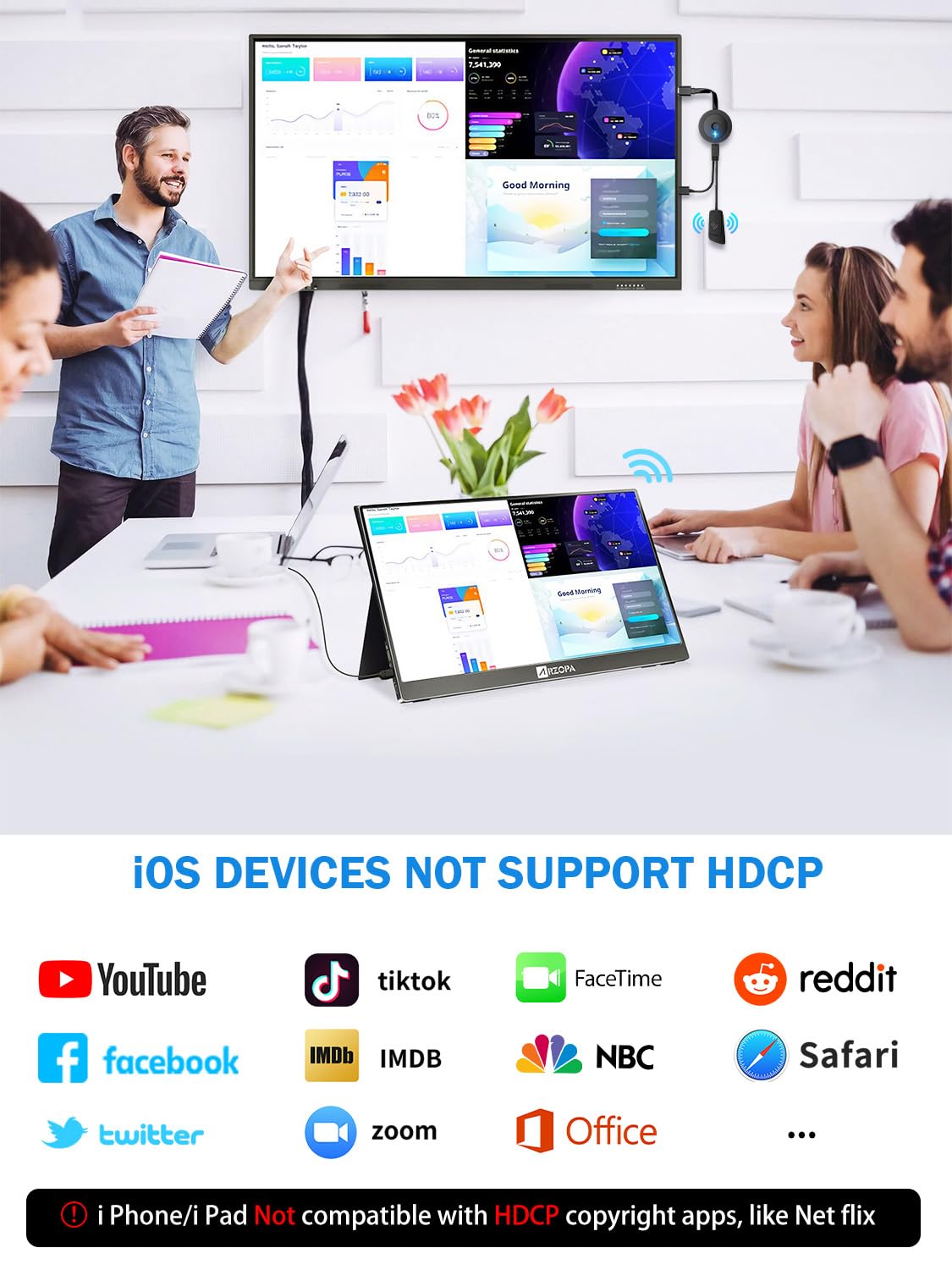 Darlyor 4K 1080P Wireless Display Adapter, Stream Ppt, Movies From I Phone, Tablet, I Pad, Laptop, Pc To Tv, Projector, Monitor