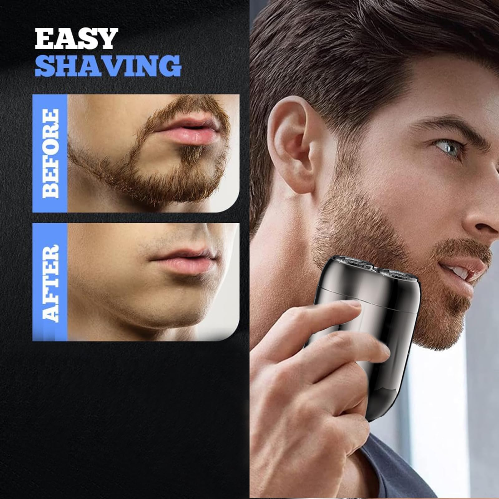 New Model Mini Upgrade Pocket Shaver, Dual Head Electric Razor, Rechargeable Waterproof Compact Electric (Gray) For Home, Car, T