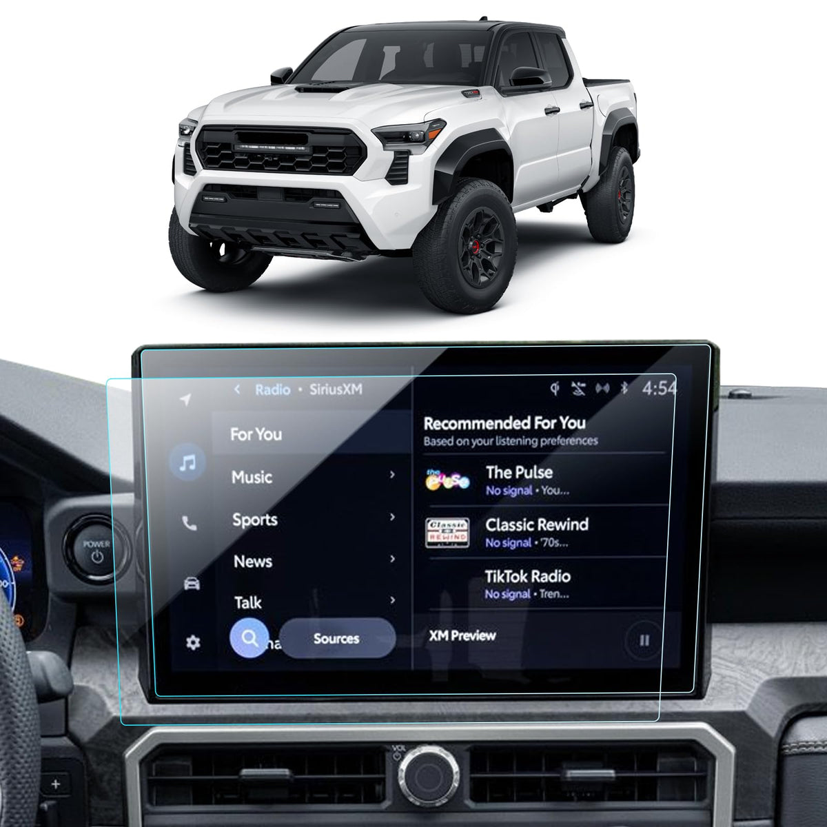 Lantu 2Pcs Car Screen Protector For 2024 Toyota Tacoma Accessories Limited/Trailhunter/Trd Pro Touchscreen Protector Film Nano H