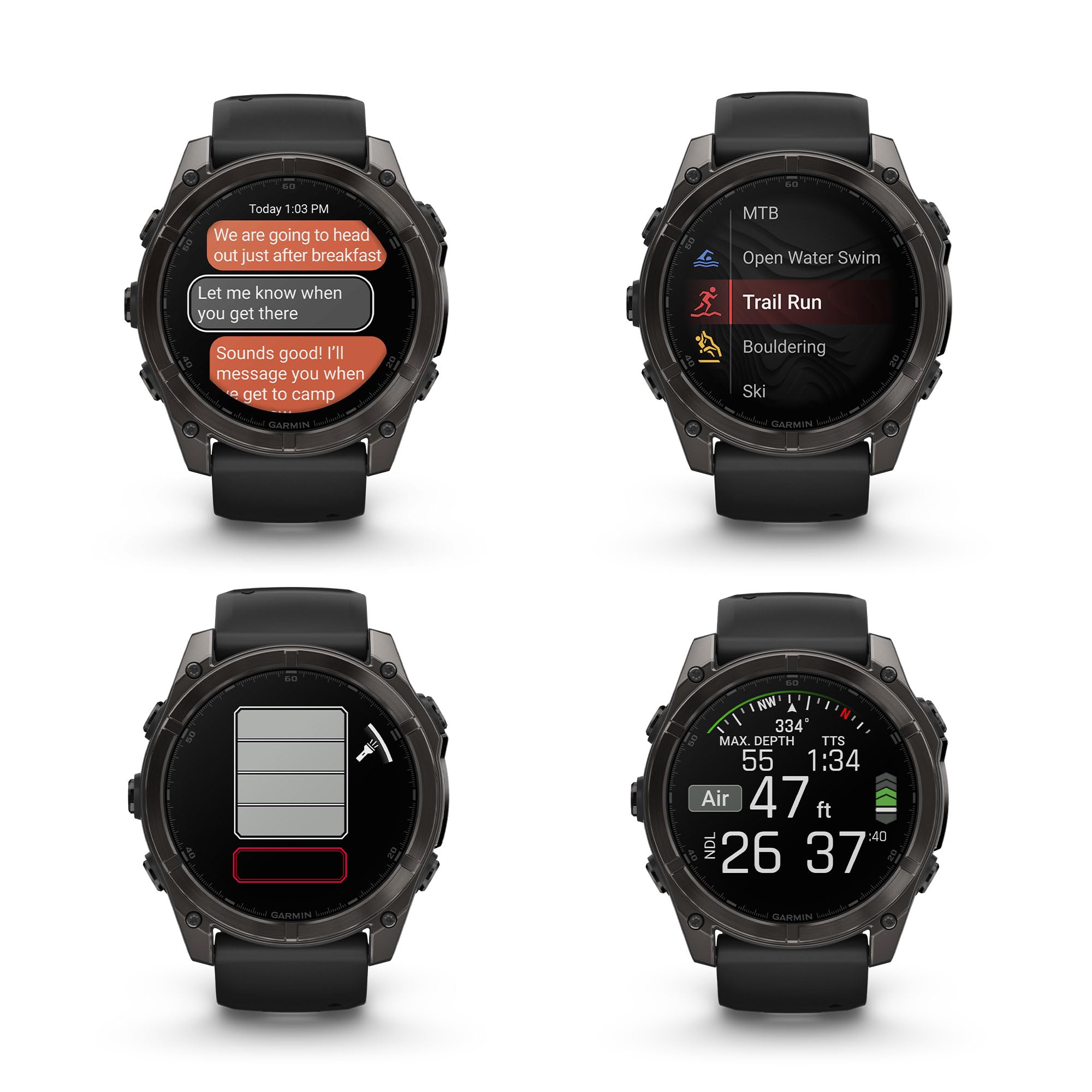 Garmin Fenix 8 51Mm Amoled Sapphire Premium Multisport Gps Smartwatch Carbon Gray Dlc Titanium With Gray Silicone Band, Built-In