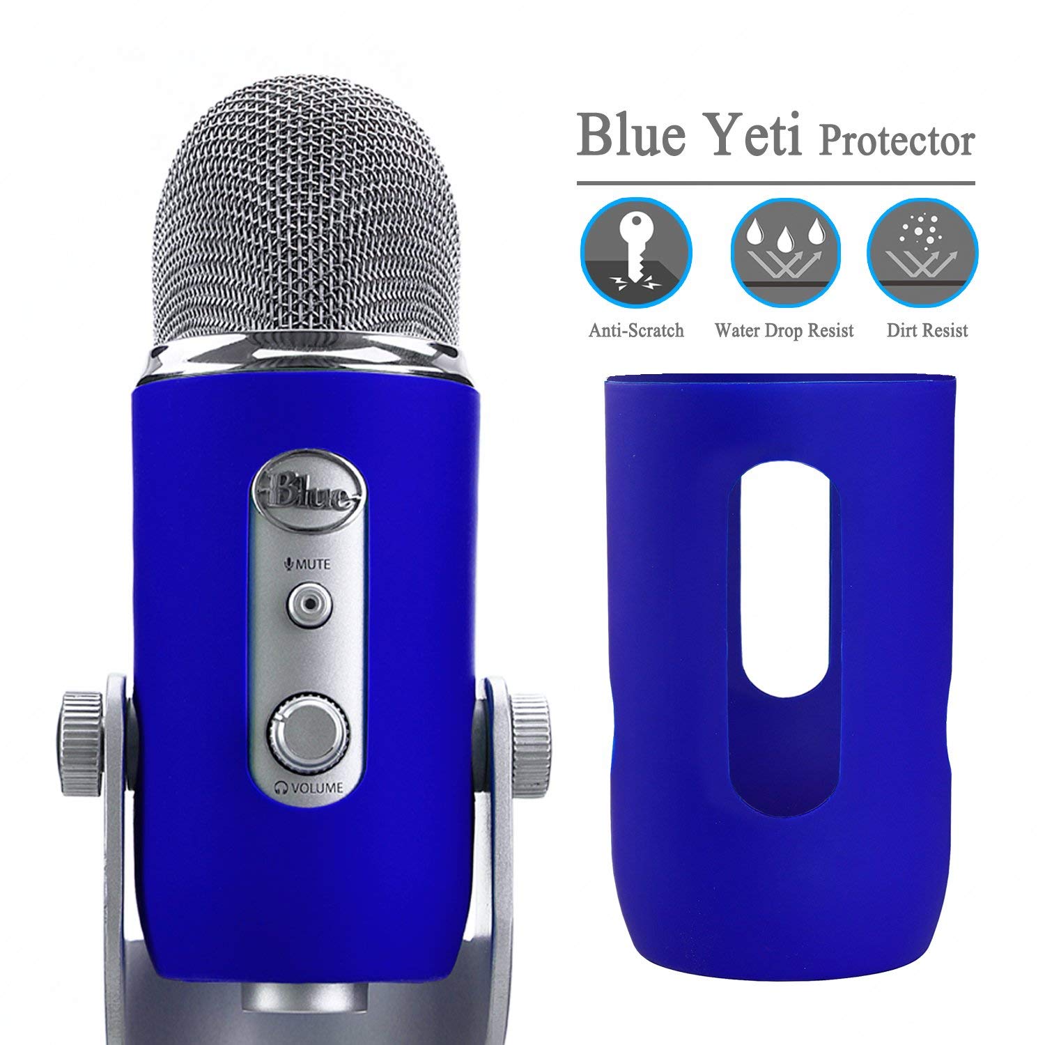 YOUSHARES Blue Yeti Protector   Full Protection Silicon Cover for Yeti & Yeti Pro Microphone (Yeti Blue)