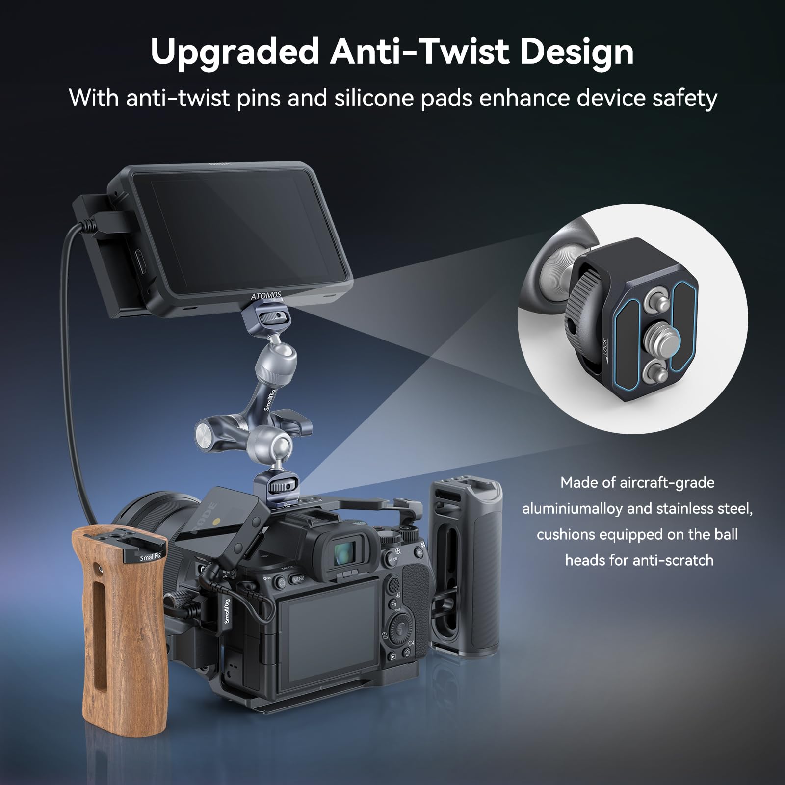 Smallrig 7 Rosette Magic Arm, Camera Monitor Mount, Articulating Arm With 1/4-20 Screws And Anti-Twist Pins, Max Load Capacity 3