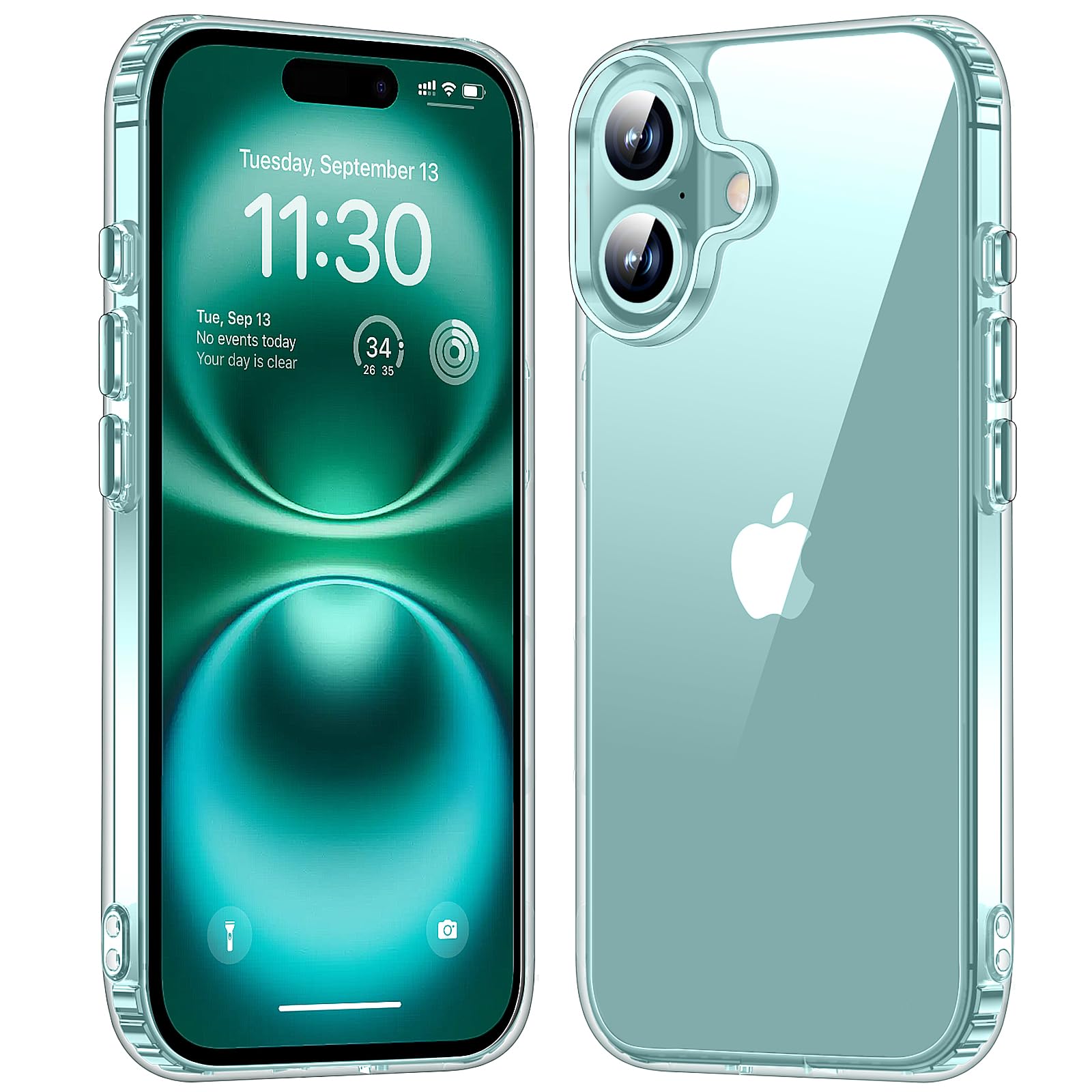 Mozoter For Iphone 16 Case Clear,[Anti Yellowing] [Non Slip] Shockproof Bumper Phone Cover,Slim Thin Cute Case For Iphone 16 6.1