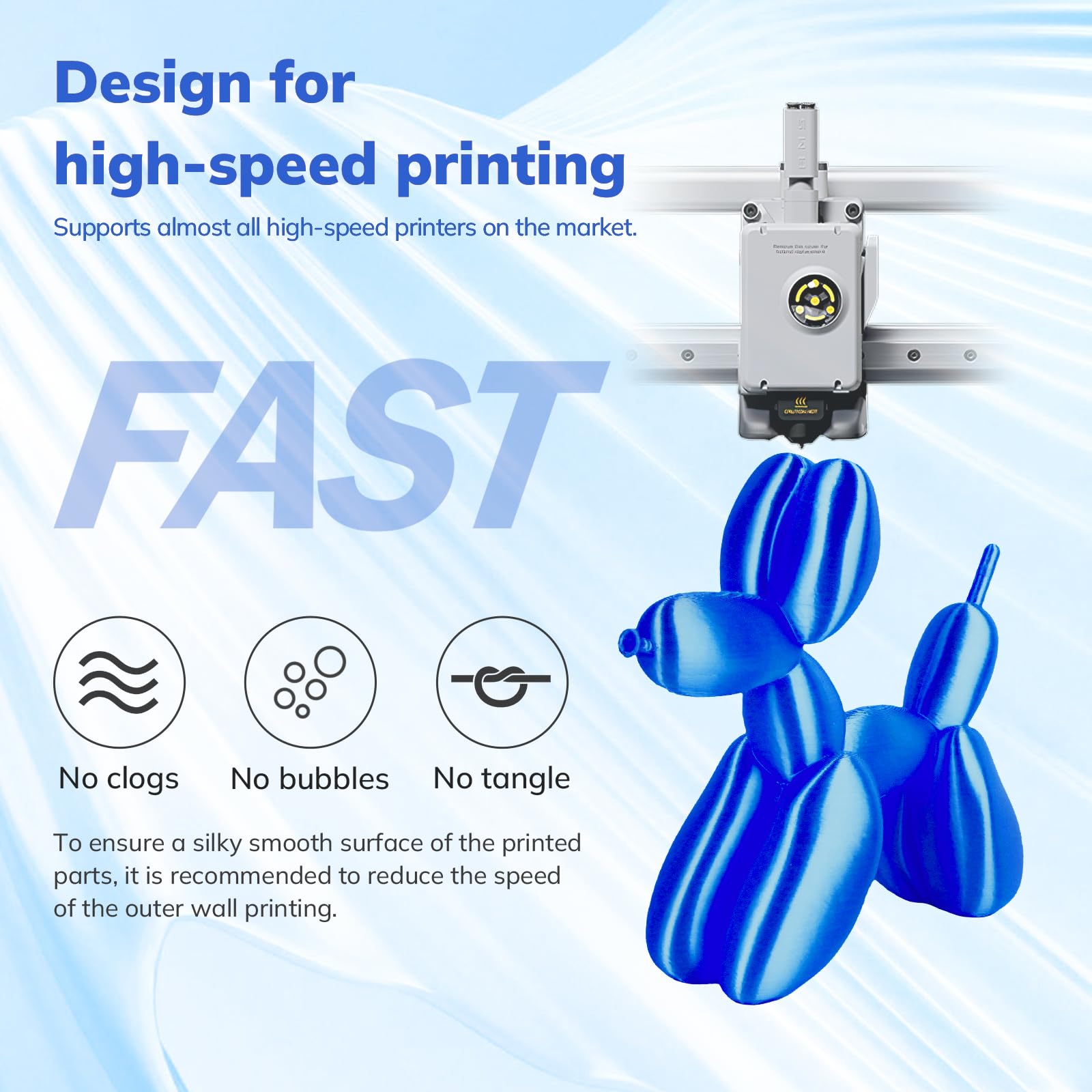 Amolen Silk Pla Filament 1.75Mm 3D Printer Filaments, Shiny Sapphire Blue Filament For 3D Printing, 1Kg(2.2Lbs) Spool, Compatibl