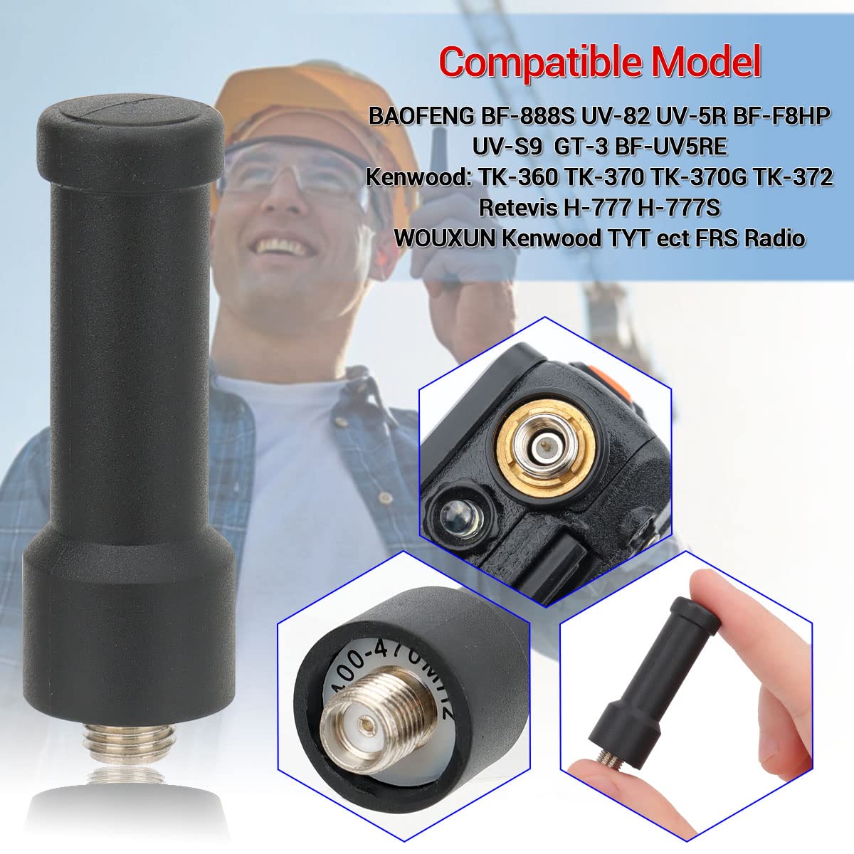 Baofeng Antenna Stubby Antenna Uhf 400 470Mhz Two Way Radio Antenna Replacement Walkie Talkie Mini Antenna 1.77Inch Sma Female F