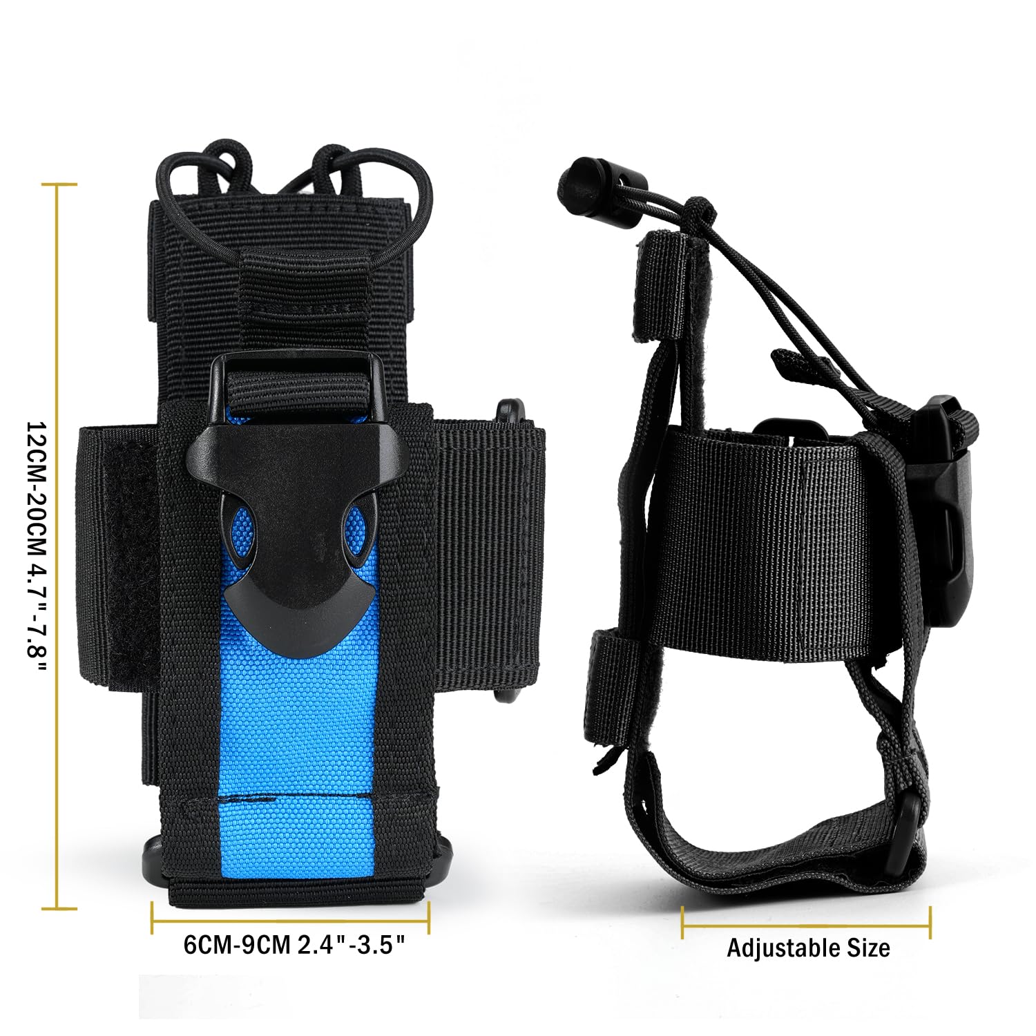 Viperade Radio Holster, Molle Radio Pouch For Vest, Universal Walkie Talkie Holster Radio Holder For Duty Belt, Police Radio Holder Tactical Radio Pouch For Baofeng, Motorola (Black+Blue)