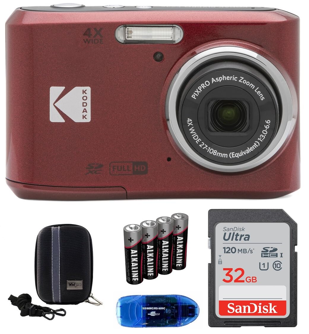 Kodak Pixpro Fz45 Digital Camera Bundle, Includes: Sandisk 32Gb Memory Card, Spare Batteries, Hard Shell Camera Case And Card Re