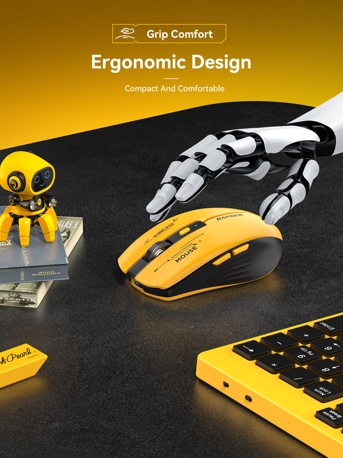 Rapique Bluetooth Wireless Mouse   (Bt1/Bt2+Usb Receiver) Tri Device Compatibility For Pc, Laptop, Computer, Macbook, Tablet (Bl