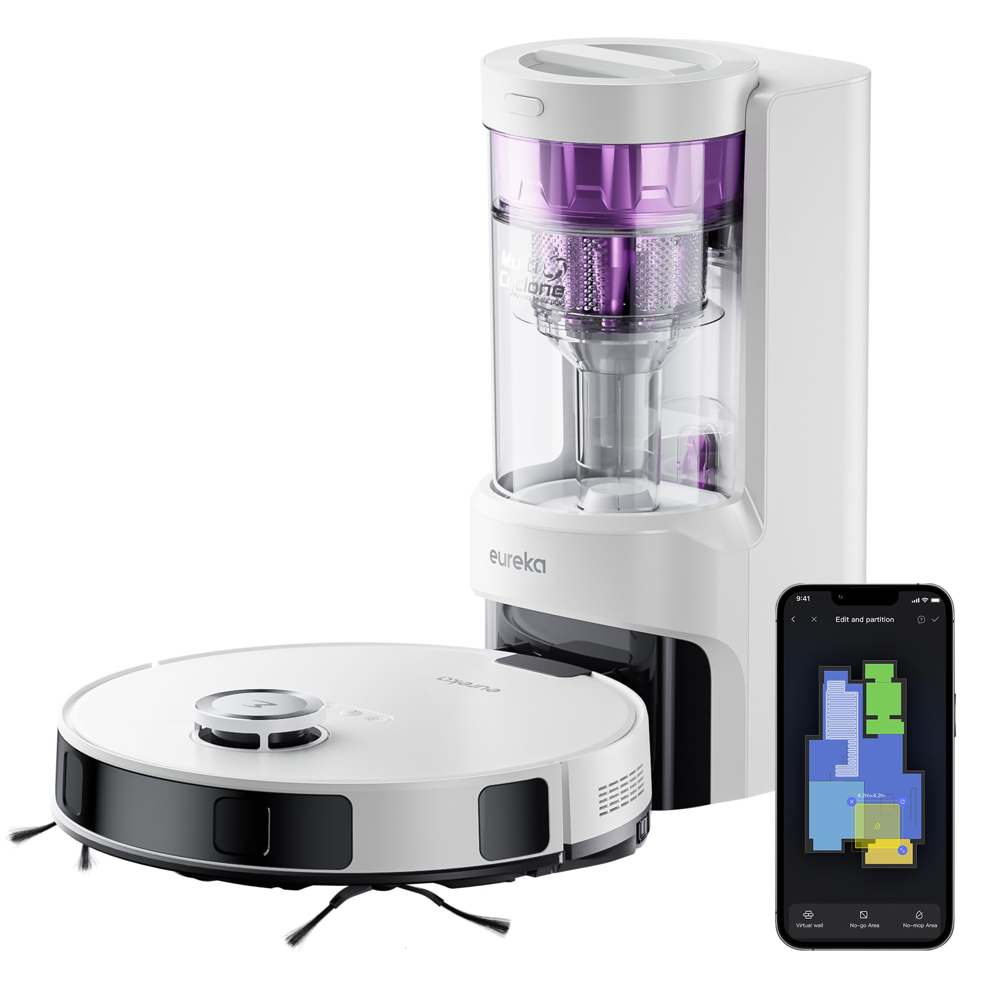 Eureka E10S Robot Vacuum With Bagless Self Emptying Station, Robotic Vacuum And Mop Combo, 45 Day Capacity, 4000Pa Suction For P