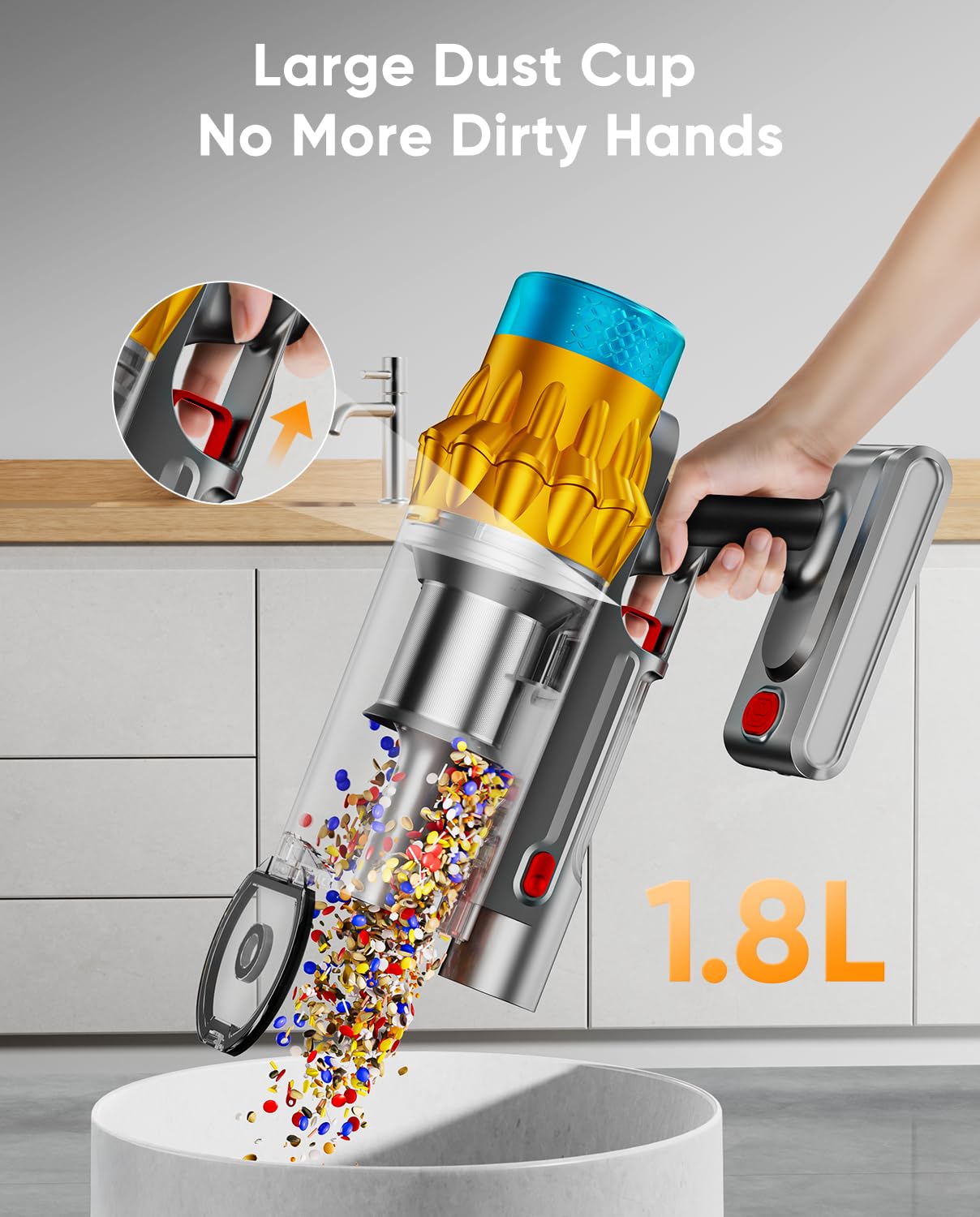 Cordless Vacuum Cleaner, 600W/50Kpa, Max 70 Mins Runtime, Self-Standing Vacuum Cleaners For Home, Anti-Tangle Stick Vacuum, Smar