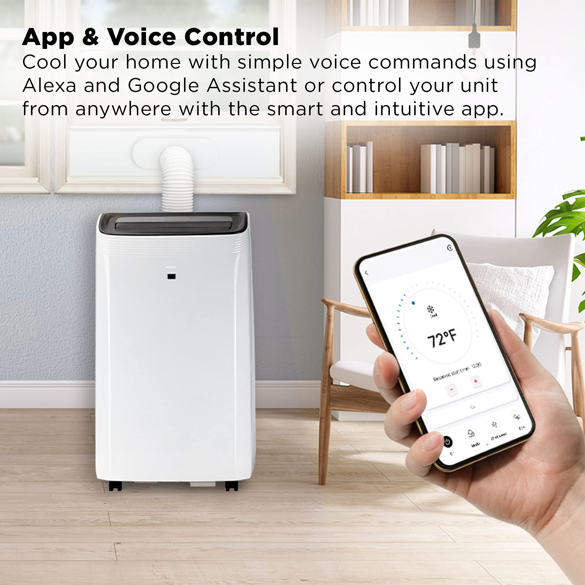 Tcl Home 14,000 Btu Smart Portable Air Conditioner, Fan, & Dehumidifier, App & Voice Control, 3 Fan Speeds, Led Display & Remote