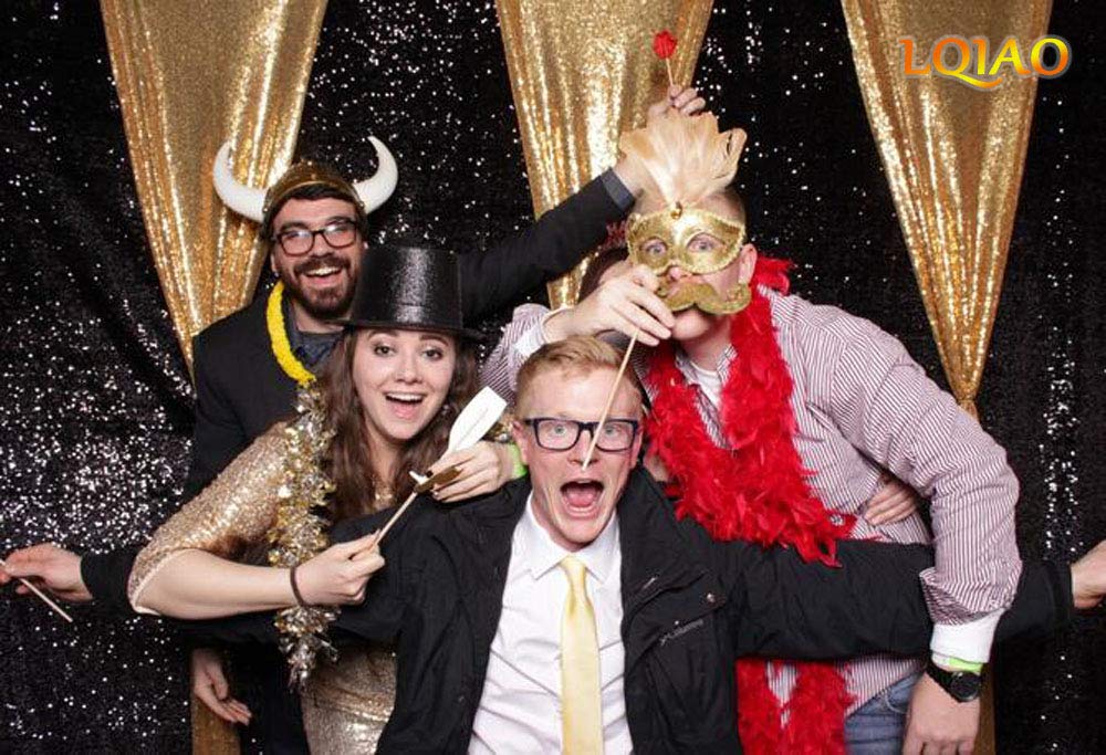 Lqiao Sequin Backdrop Curtain Panel 2X8Ft Gold,Sequin Photography Backdrop Curtain For Party/Home Curtain Decoration 1Pc, Pocket