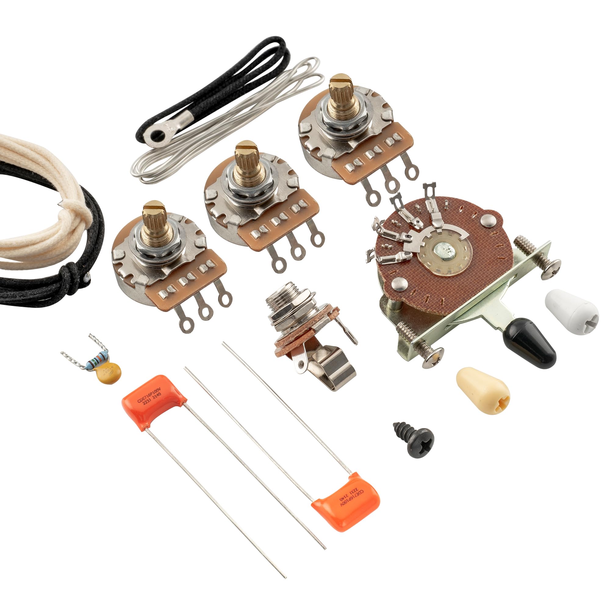Musiclily Pro Guitar Auto Split Diy Wiring Kit Upgrade For American Style Strat Hss Stratocaster With 5 Way Switch And 3A250K Po