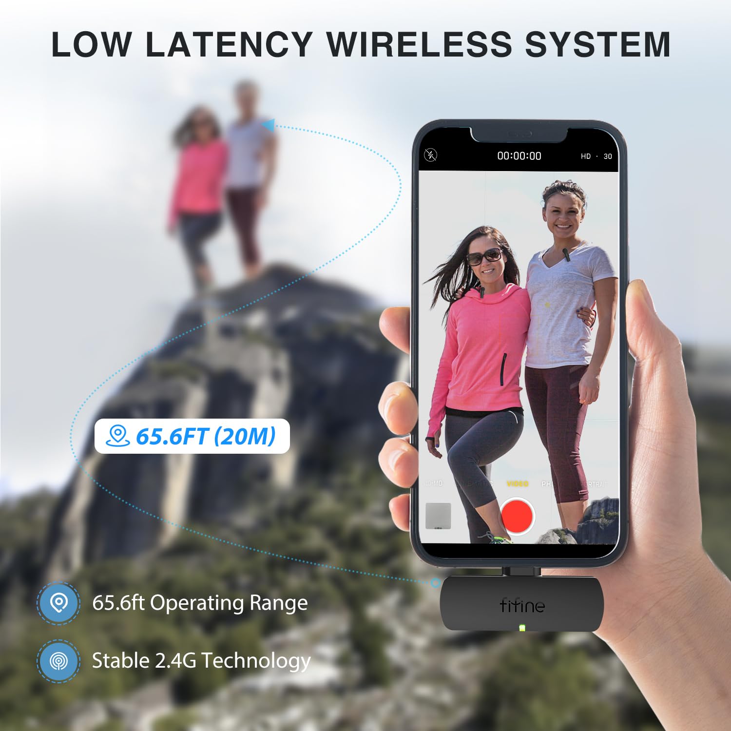 Fifine Wireless Lavalier System With 2 Microphones, Lapel Mic Clear Sound For Youtube Video Interview Vlog, Dual Mini Mic With T