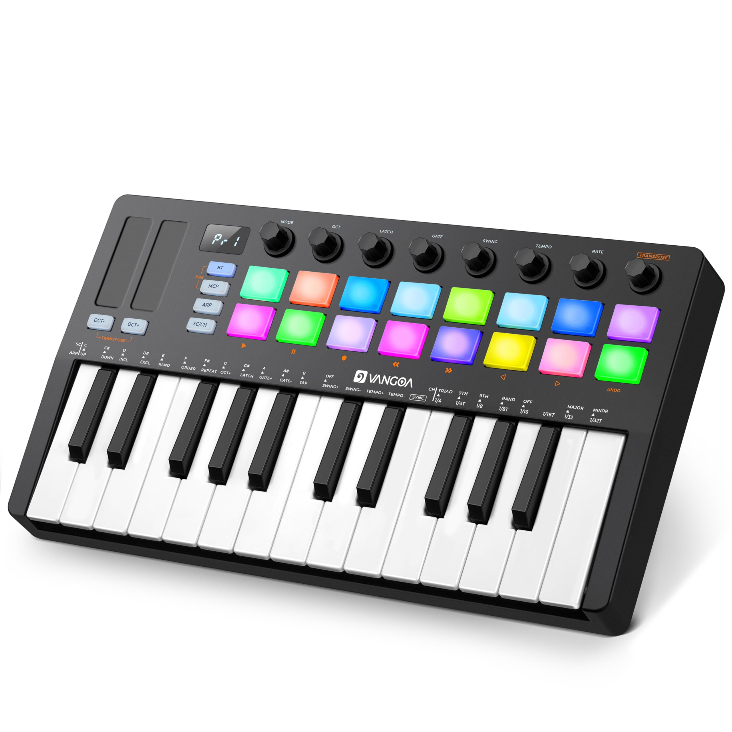 Vangoa Beat Maker for Music Production, 25 Keys Midi Pad Beating Makers Machine, Wireless Mini Controller Keyboard Computer Reco