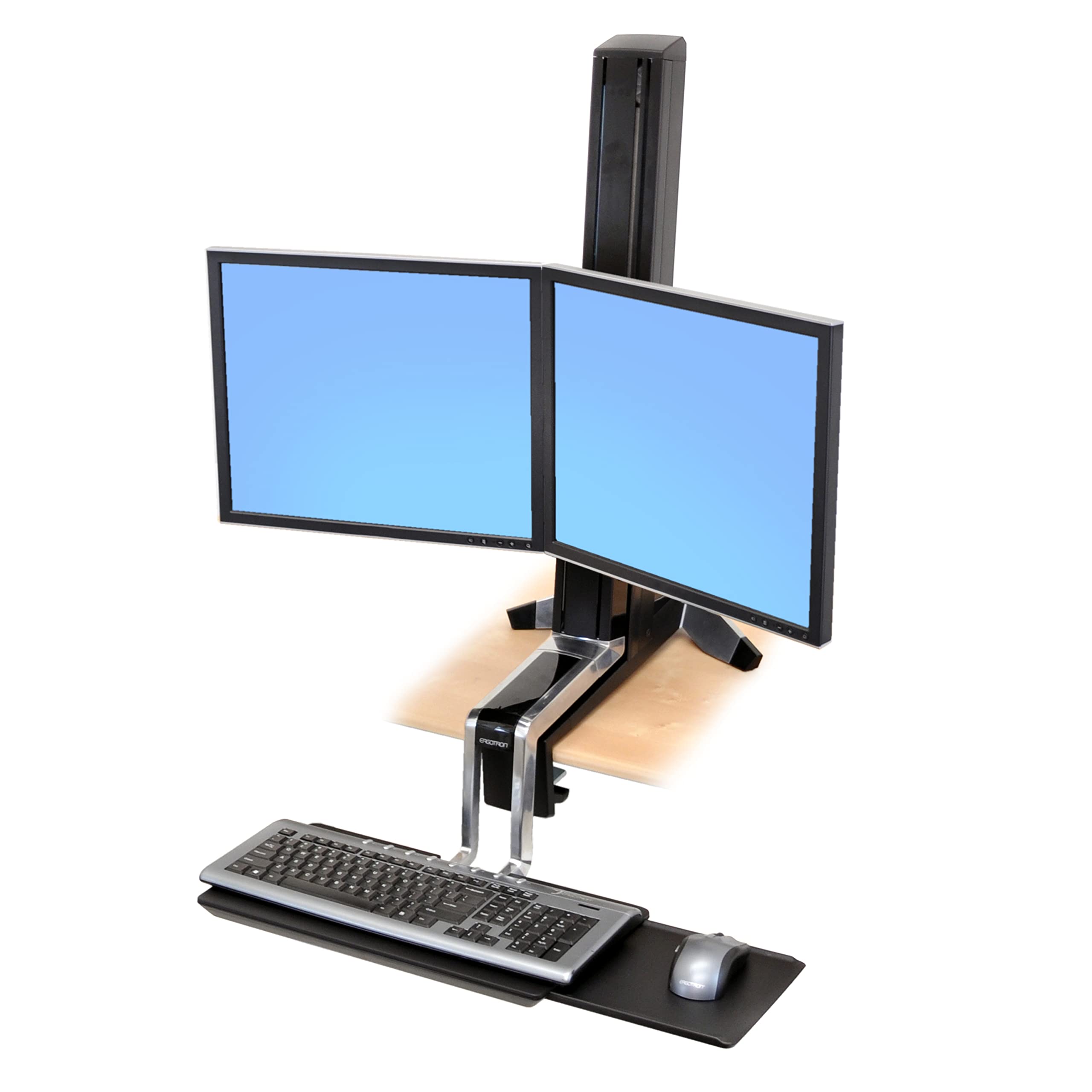 Ergotron � WorkFit S Dual Monitor Standing Desk Converter, Sit Stand Workstation for Tabletops � No Worksurface, Black