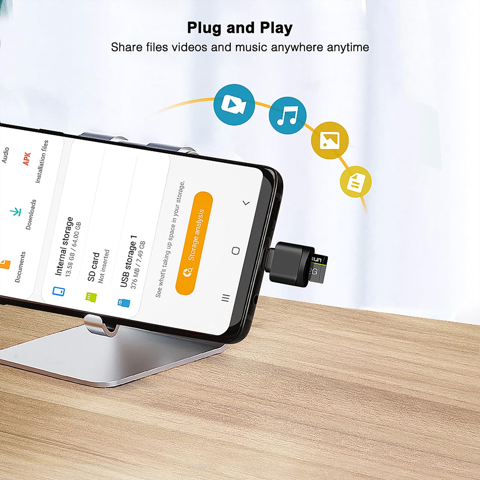 Leizhan Type C Micro Sd/Tf Card Reader With Keychain, Usb C To Micro Sd Sdhc Sdxc Otg Memory Reader, Type C Card Reader Adapter Compatible For Macbook Windows Lixus Samsung Galaxy   Black
