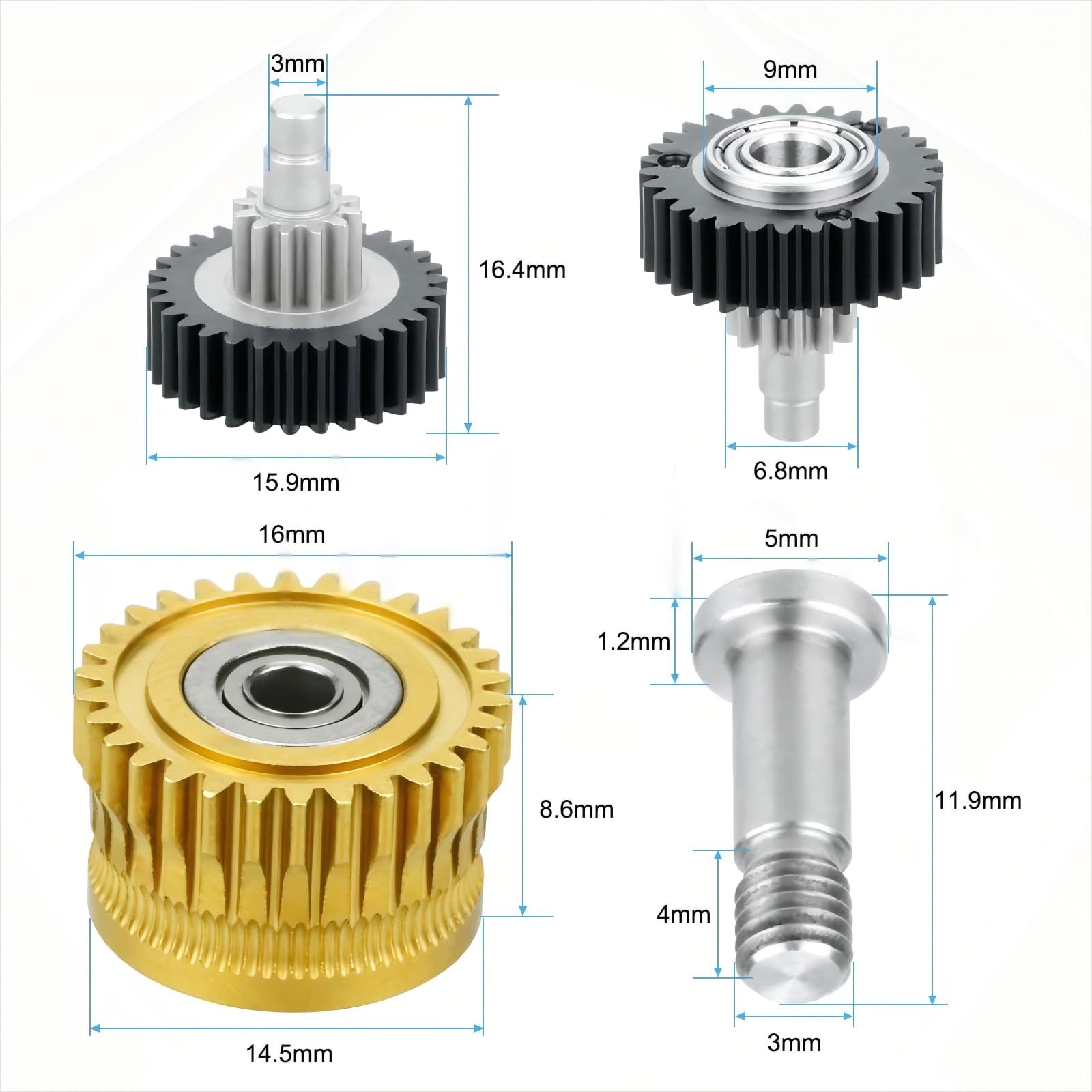 K1 Max Extruder,K1 Double Bearing Gear Upgrade Kit Hardened Steel Dlc Gold+Reduction Gear,All Metal Filament Drive Extruder Gear