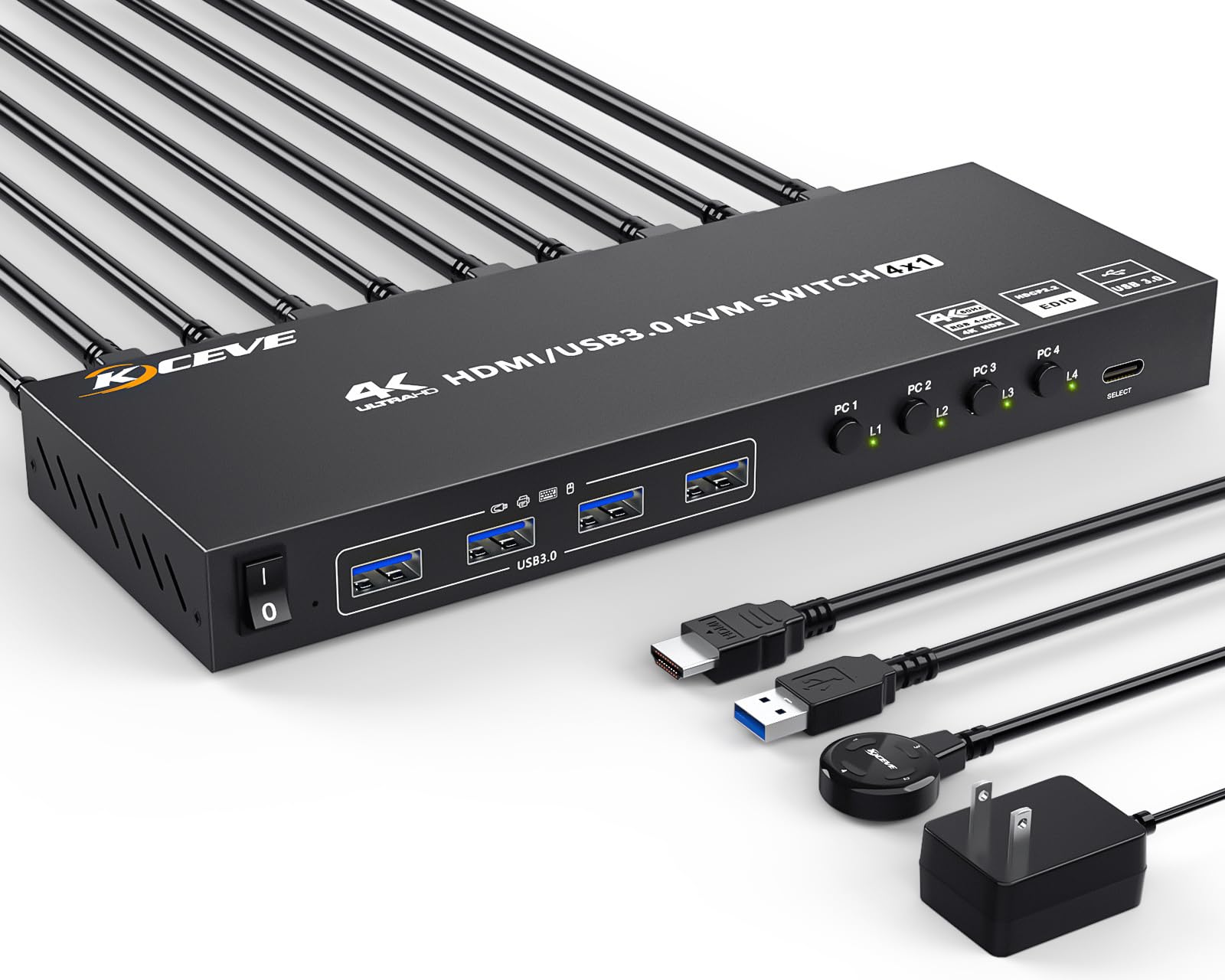 Usb 3.0 Kvm Switch Hdmi 4 Port Support 4K@60Hz 2K@120Hz Simulation Edid,Mleeda Hdmi Usb Switch For 4 Computers Share 1 Monitor A