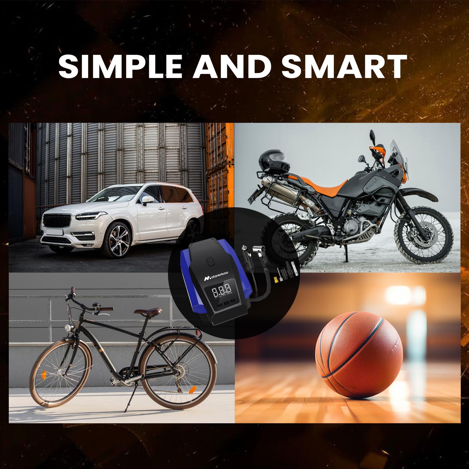 Tire Inflator Portable Air Compressor Pump - 150Psi 12V Dc Air Pump For Car Tires With Led Light, Auto Shutoff & Pressure Gauge