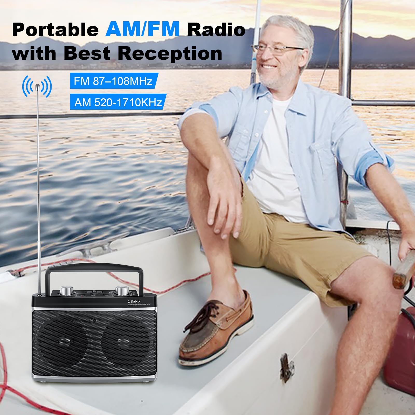 Audiocrazy Portable Am Fm Radio With Best Reception, Transistor Radio With Bluetooth Plug In Wall Or Battery Powered,Stereo Radi