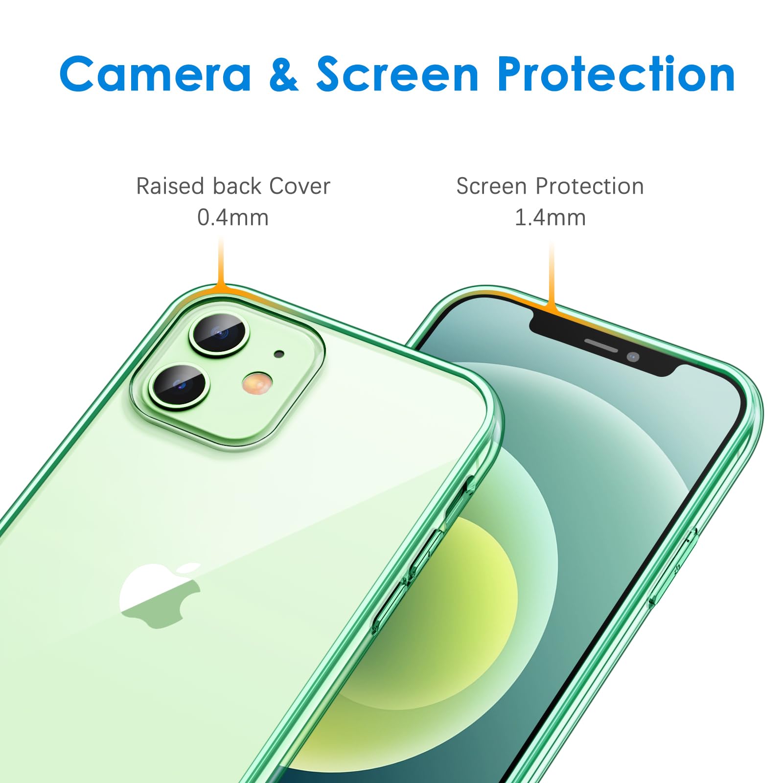 Jetech Case For Iphone 12 Mini 5.4 Inch, Non Yellowing Shockproof Phone Bumper Cover, Anti Scratch Clear Back (Midnight Green)