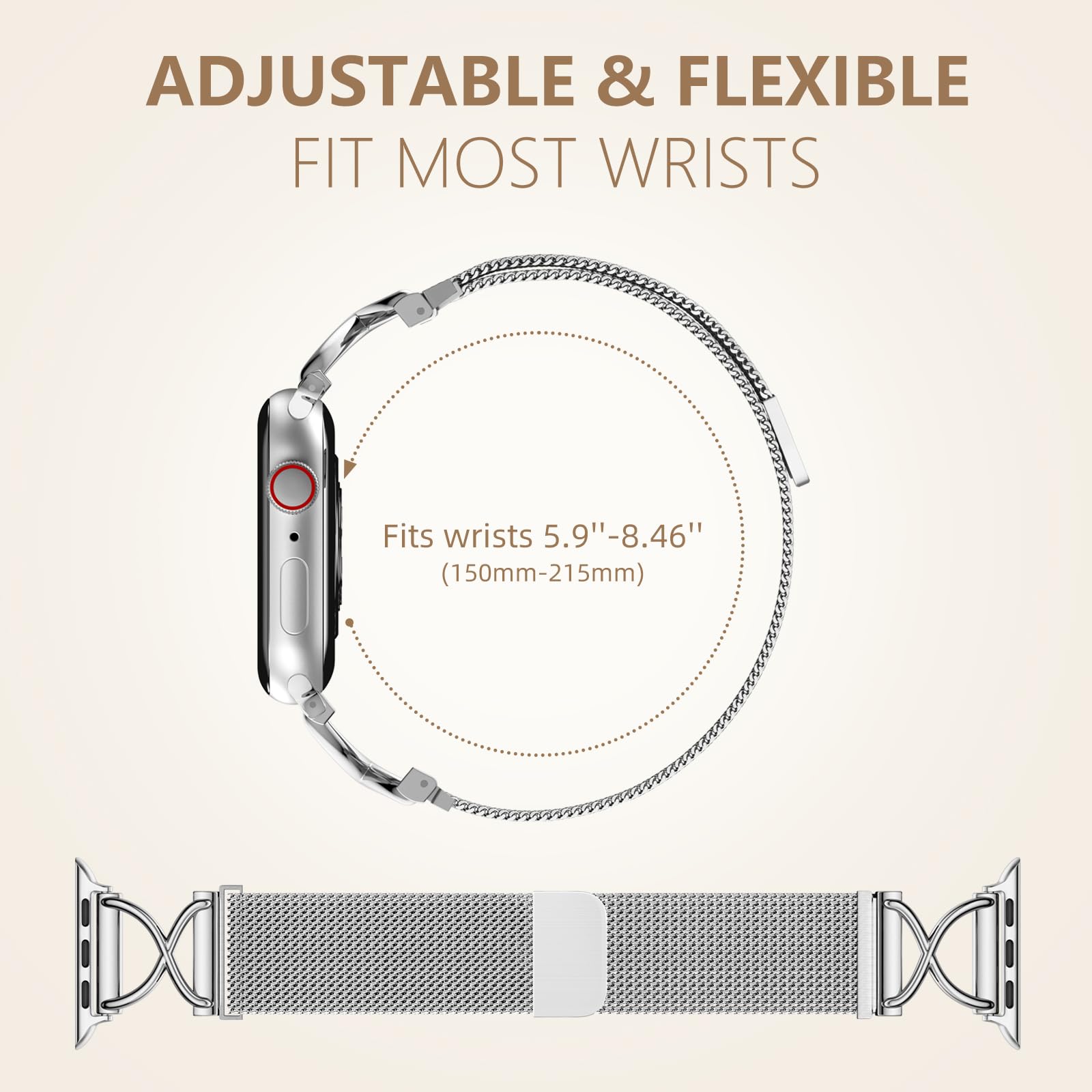 Dirrelo Band Compatible With Iphone Watch Bands For Women 40Mm 41Mm 38Mm 42Mm 44Mm 45Mm 49Mm, Metal X Shape Clasp Magnetic Strap