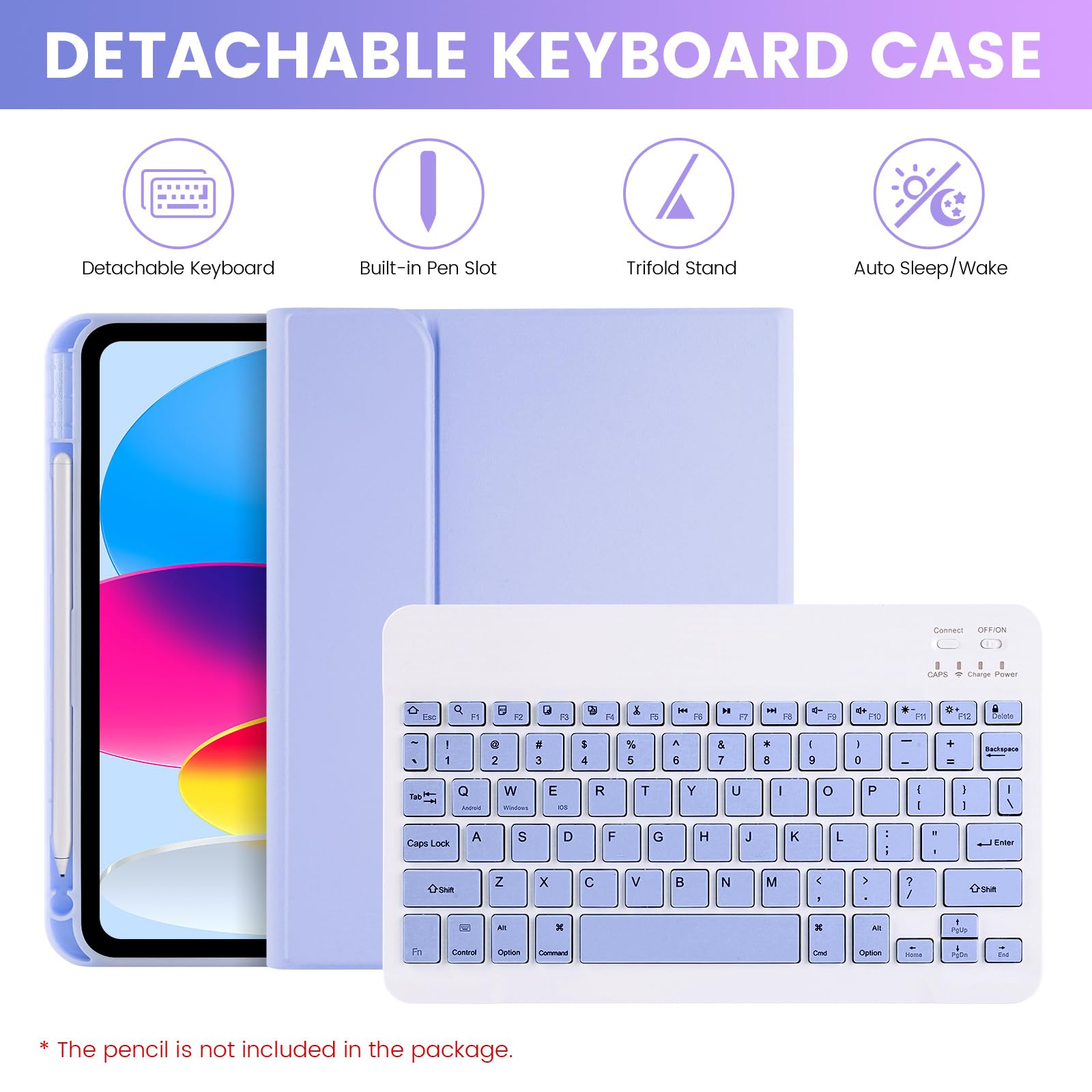 Lama Wireless Keyboard Case With Mouse For Ipad 10Th Generation 10.9 2022 (A2696/A2757/A2777),Slim Detachable Keyboard Case With