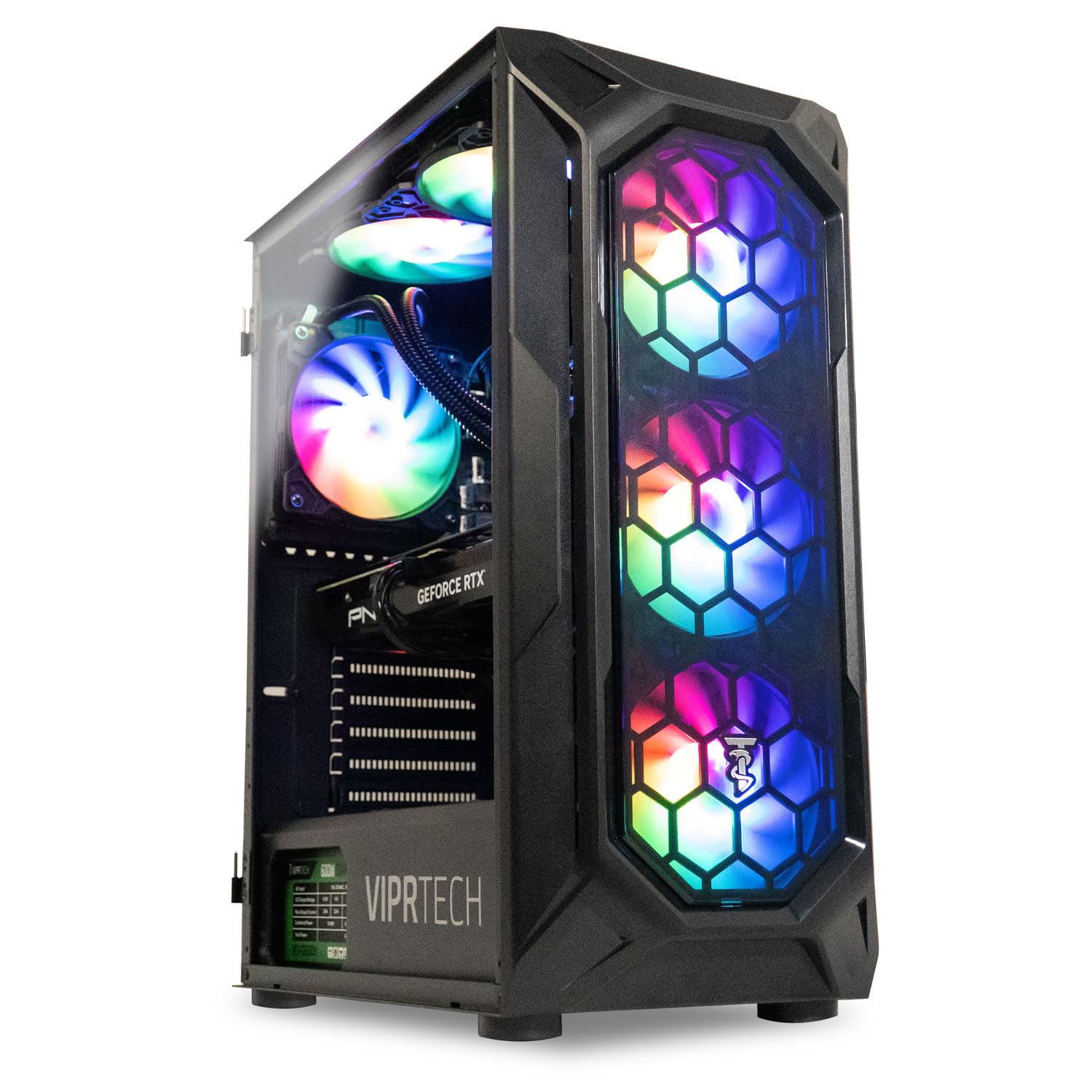ViprTech Ghost 3.0 Liquid-Cooled PC - AMD Ryzen 5 5600X (4.6Ghz Turbo), RTX 4060 8GB, 32GB DDR4 3200, 1TB NVMe SSD, VR-Ready, St