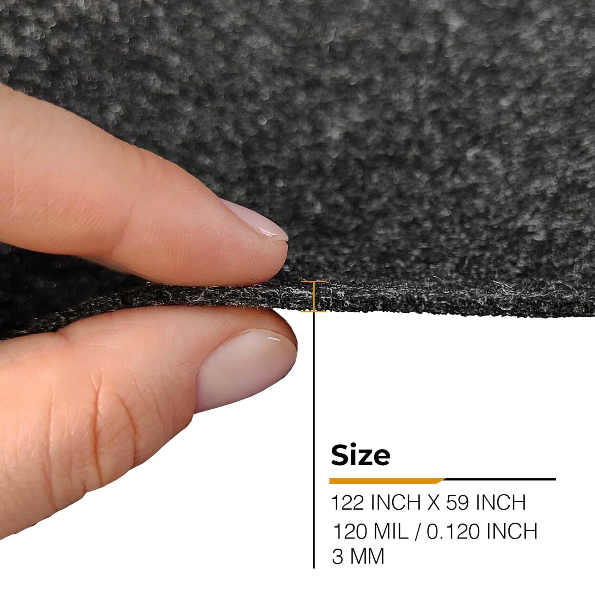 Siless 59''X122'' Graphite Underfelt Carpet For Speaker, Sub Box Carpet, Auto, Rv, Boat, Marine, Truck, Car Trunk Felt Fabric Ma