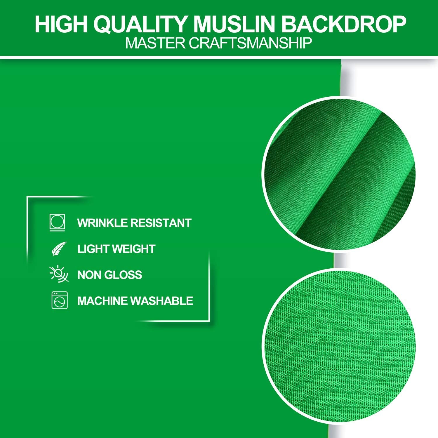 Emart Green Screen Backdrop, 10 X 20 Ft Photography Greenscreen Background For Streaming Zoom, Small Photo Muslin Green Curtain