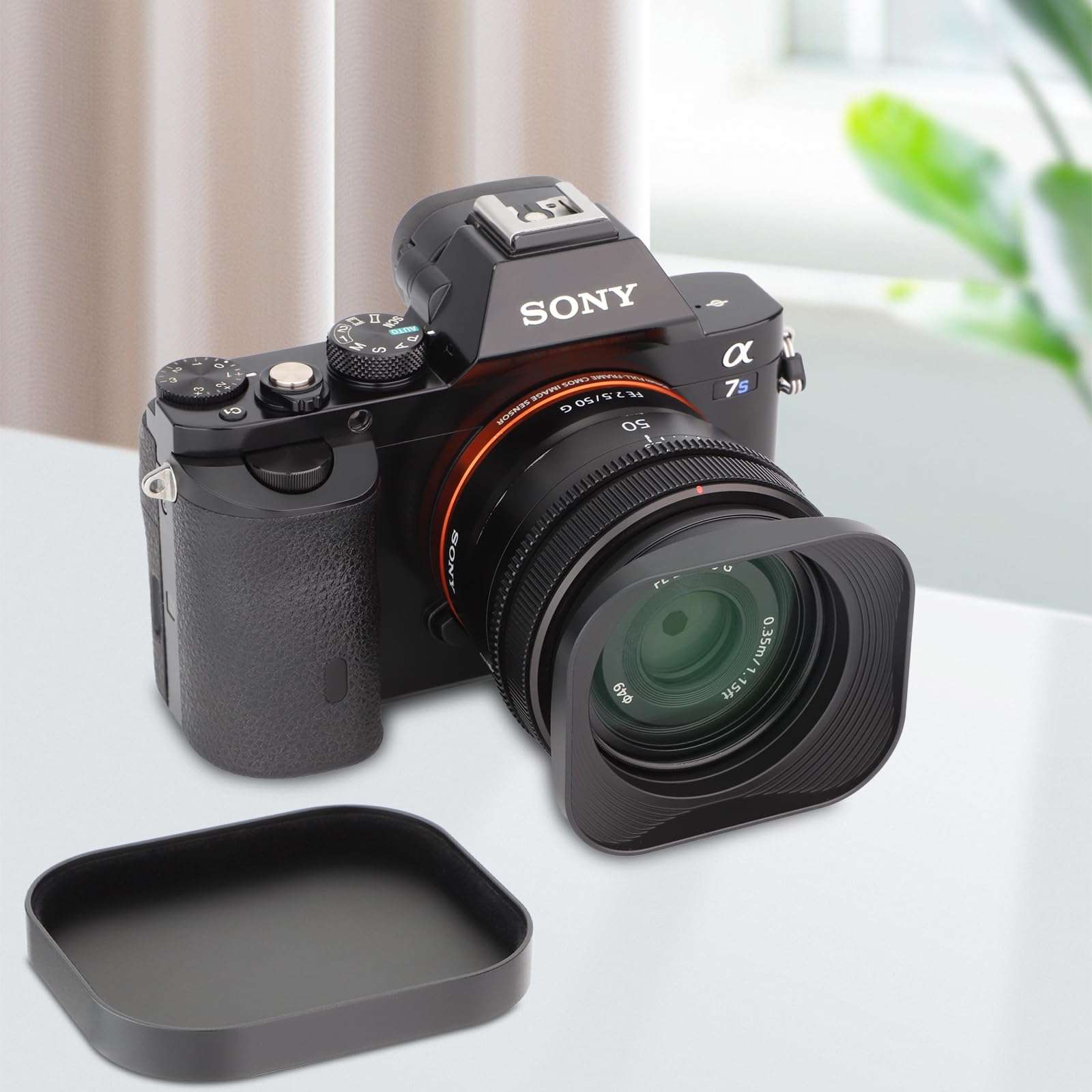 Haoge Lh S245G Metal Bayonet Square Lens Hood For Sony Fe 40Mm F2.5 G Fe 50Mm F2.5 G Fe 24Mm F2.8 G Lens Shade With Cap On Sony
