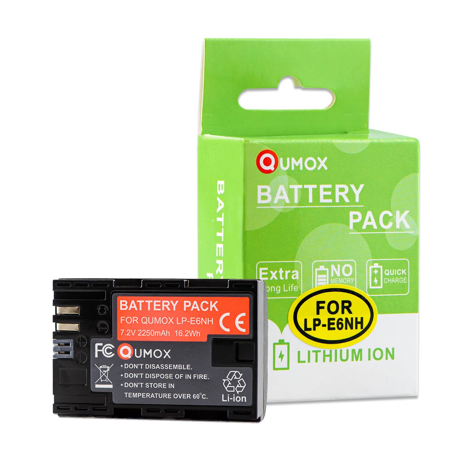 Qumox Lp E6Nh Camera Battery For Canon Eos 5D Mark Ii/Iii/Iv, 5Ds, 5Ds R, 6D, 6D Mark Ii, 7D, 7D Mark Ii, 70D, 80D, 90D, R, R5,