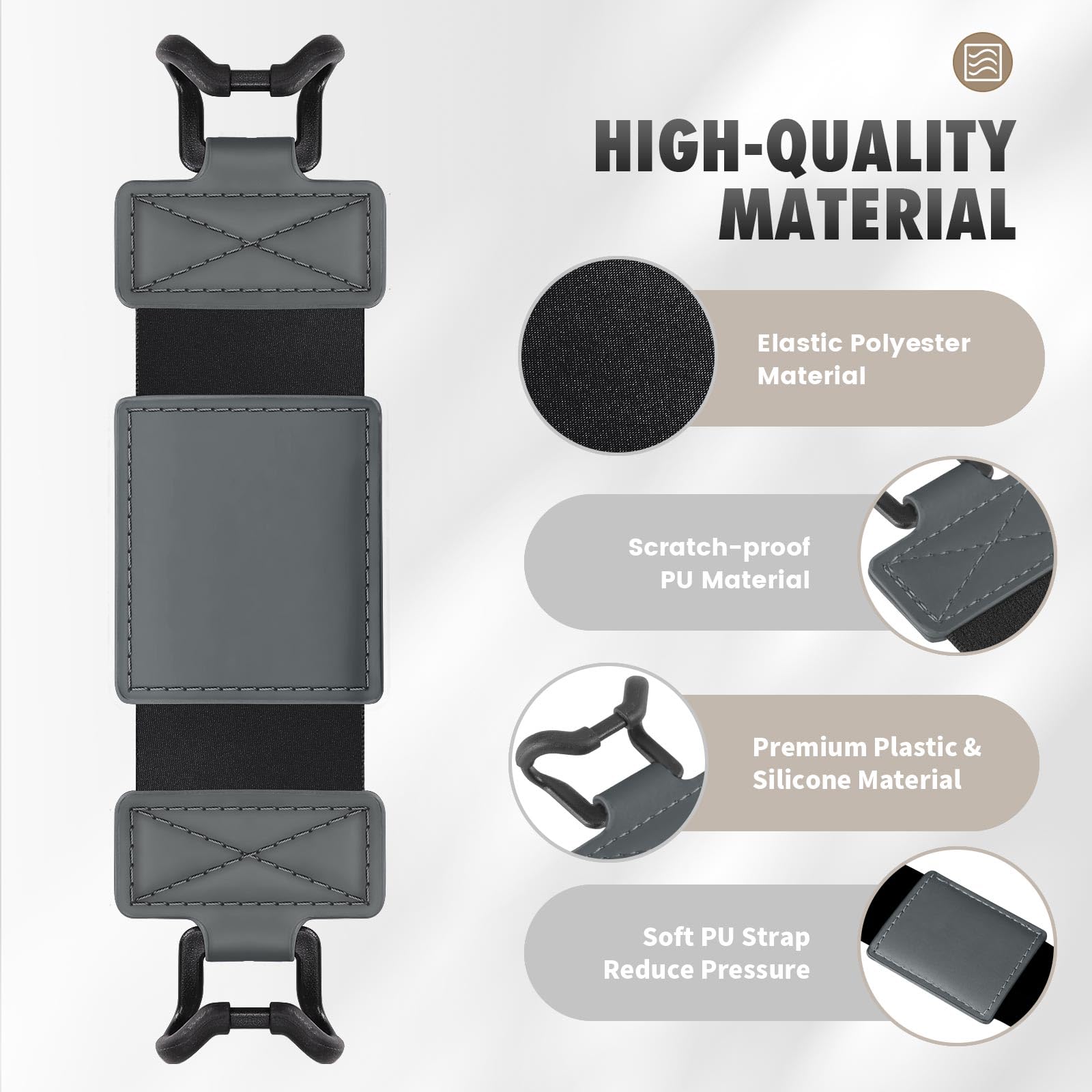 MoKo Soft Hand Strap for 6 8' Kindle eReaders Fire Tablet Kindle/Kobo/Voyaga/Lenovo/Sony Kindle E Book Tablet, Black High Elasticity Versatile Hand Strap Lightweight Finger Grip Holder, Space Gray