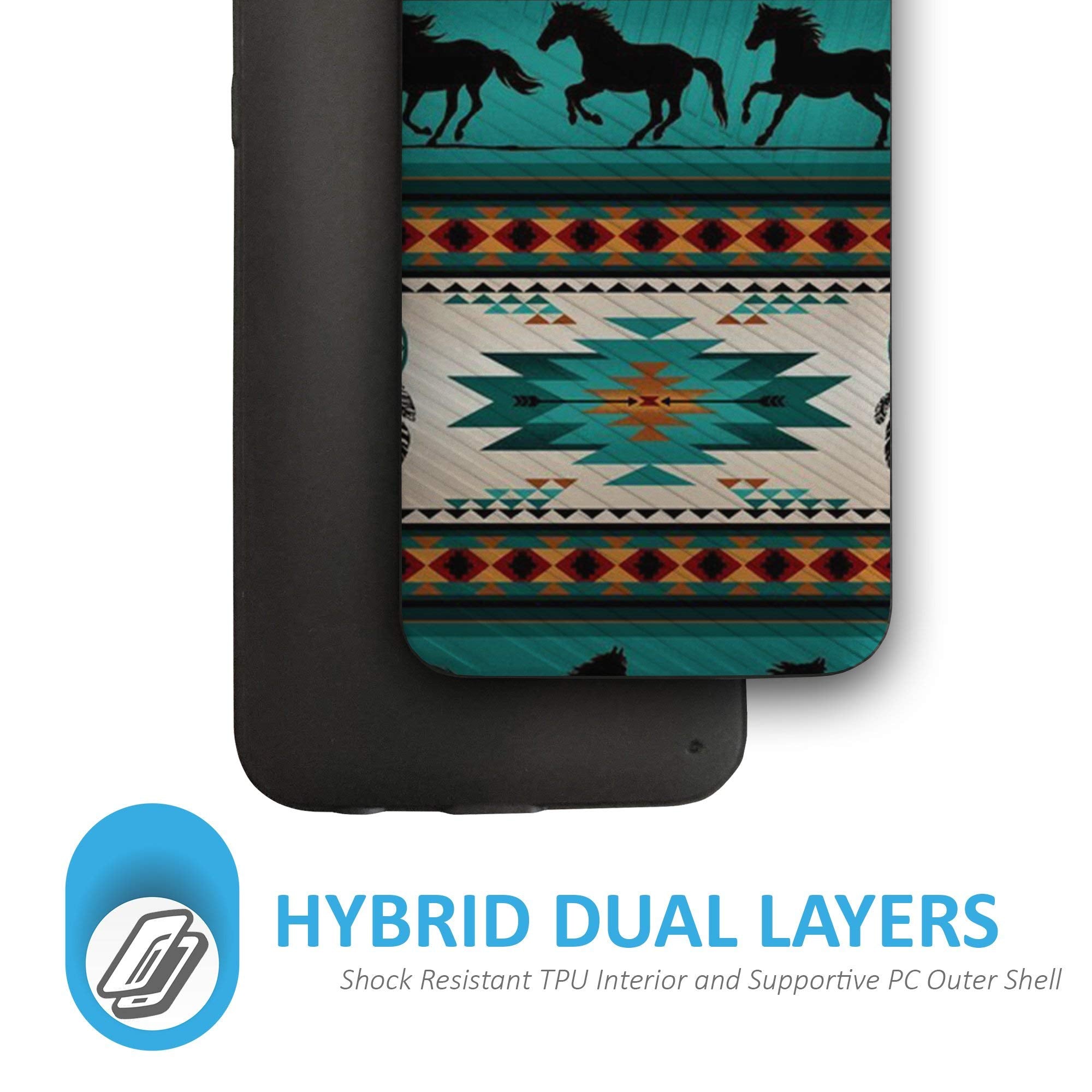 Casesondeck Case Compatible With [Samsung Galaxy Note 9] Textured Tribal Floral Designs On Dual Layer Embossed Slim Cover (Horse