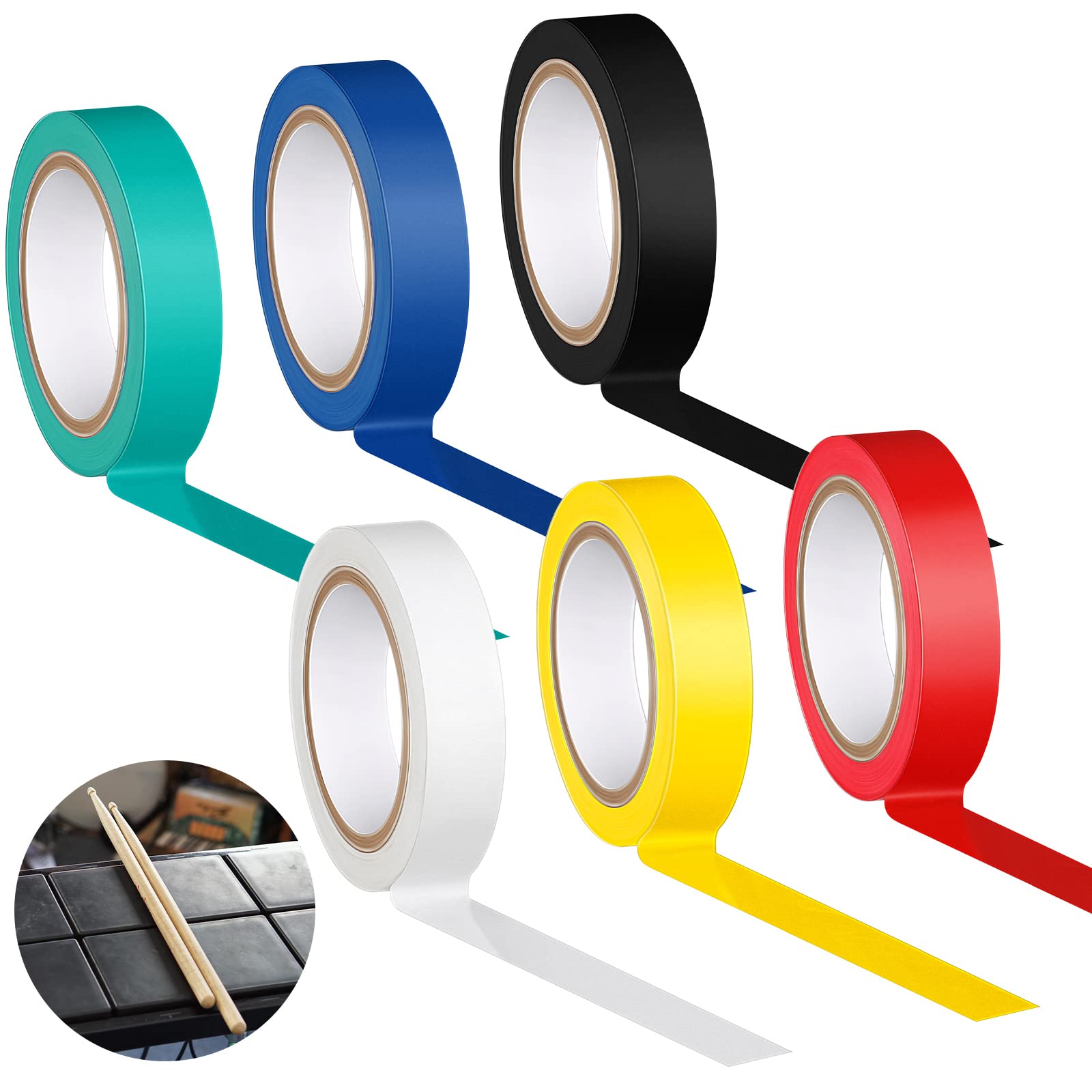 Konohan 6 Rolls Drum Stick Tape Drumstick Wrap Drumstick Tape Anti Slip for Drumming Accessories, 0.4 Inches Wide, 16.4 Yards Lo