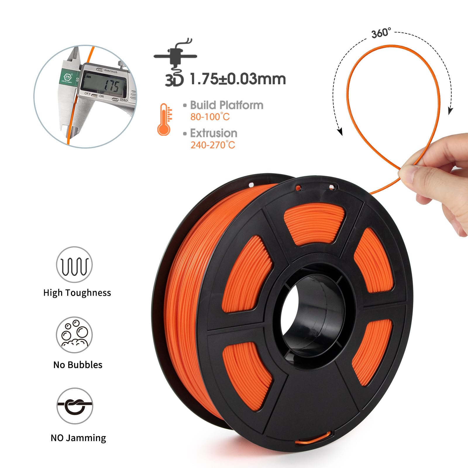 Isanmate Asa Filament 1.75Mm Orange 1Kg, Uv & Weather Resistant 3D Printer Filament Perfect For Outdoor Functional Parts, Dimens