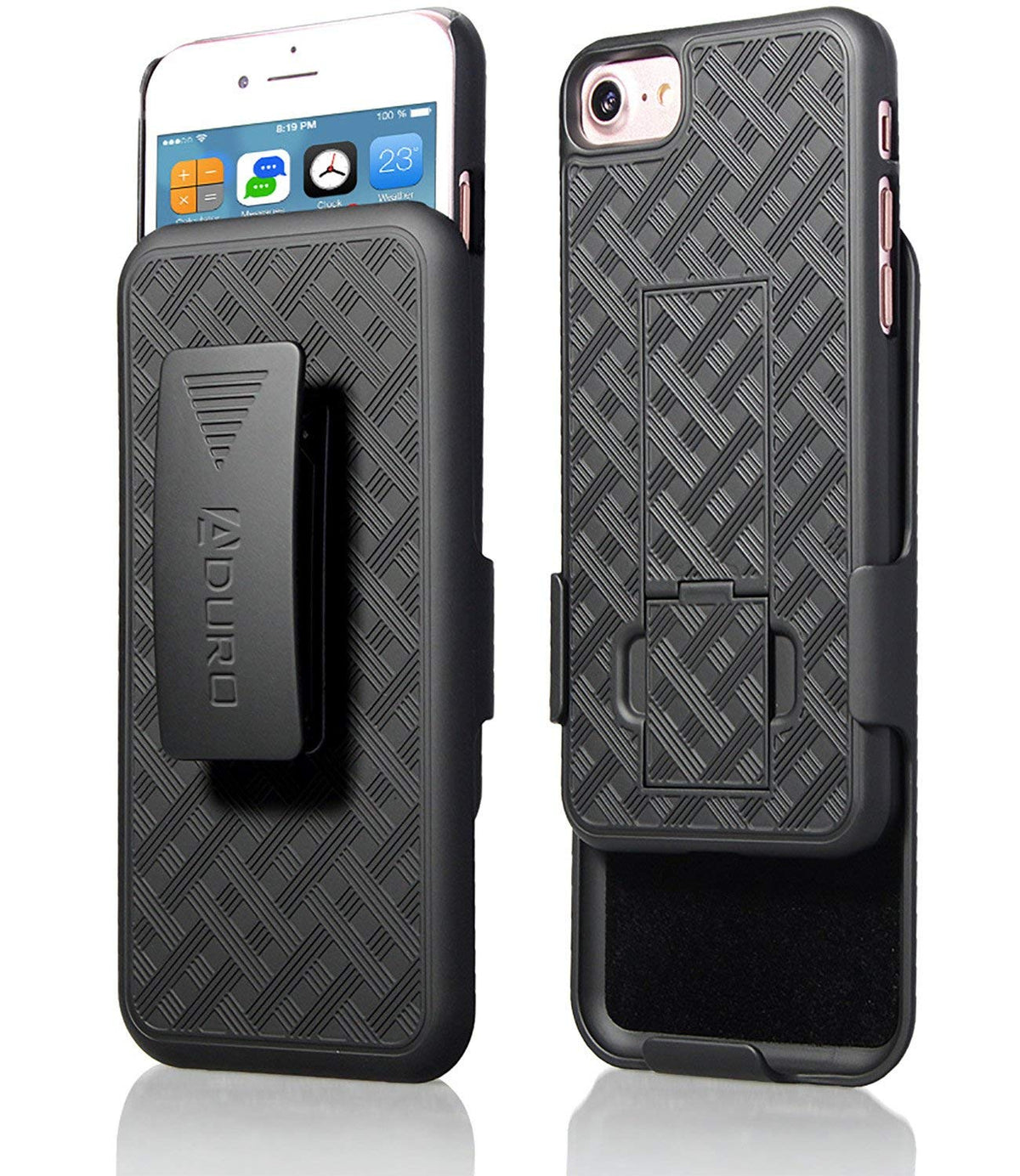 Aduro iPhone SE2/8/7/6/6s Holster Case, Combo Shell & Holster Case   Super Slim Shell Case with Built in Kickstand, Swivel Belt Clip Holster for Apple iPhone SE 2nd Gen (2020) 8, 7, 6, 6s