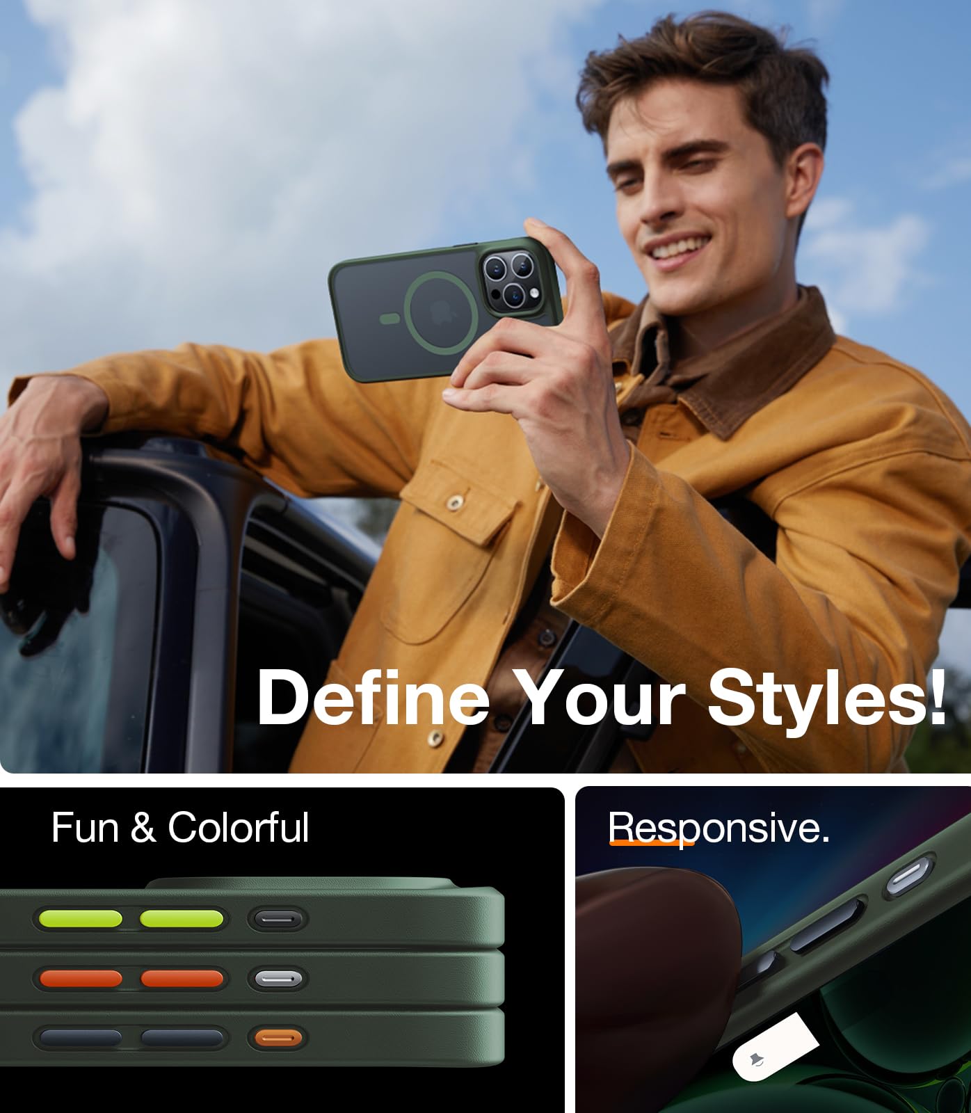 Torras Magnetic Guardian Designed For Iphone 15 Pro Max Case [Compatible With Magsafe][Military Grade Drop Tested] Slim Transluc