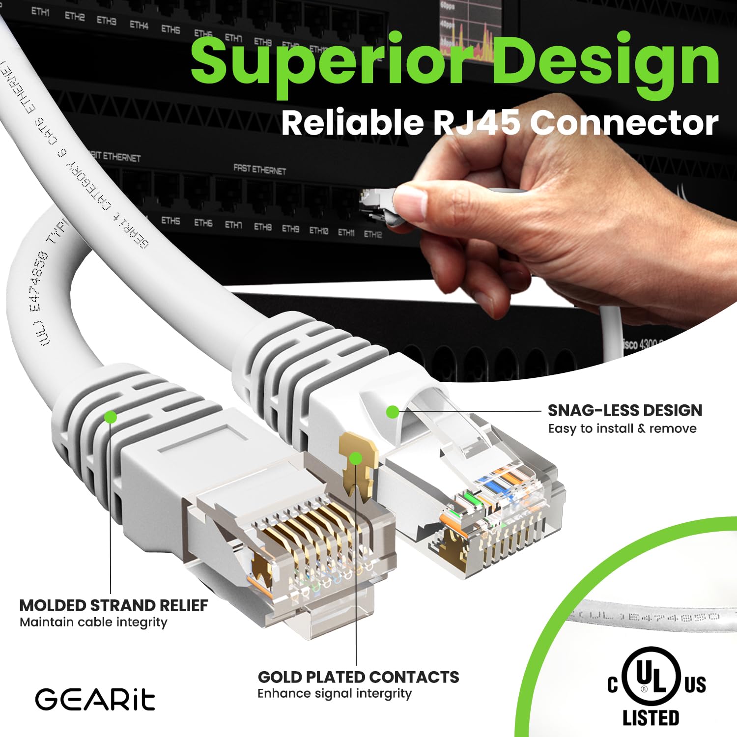 Gearit Cat 6 Ethernet Cable 2 Ft (20-Pack) - Cat6 Patch Cable, Cat 6 Patch Cable, Cat6 Cable, Cat 6 Cable, Cat6 Ethernet Cable,