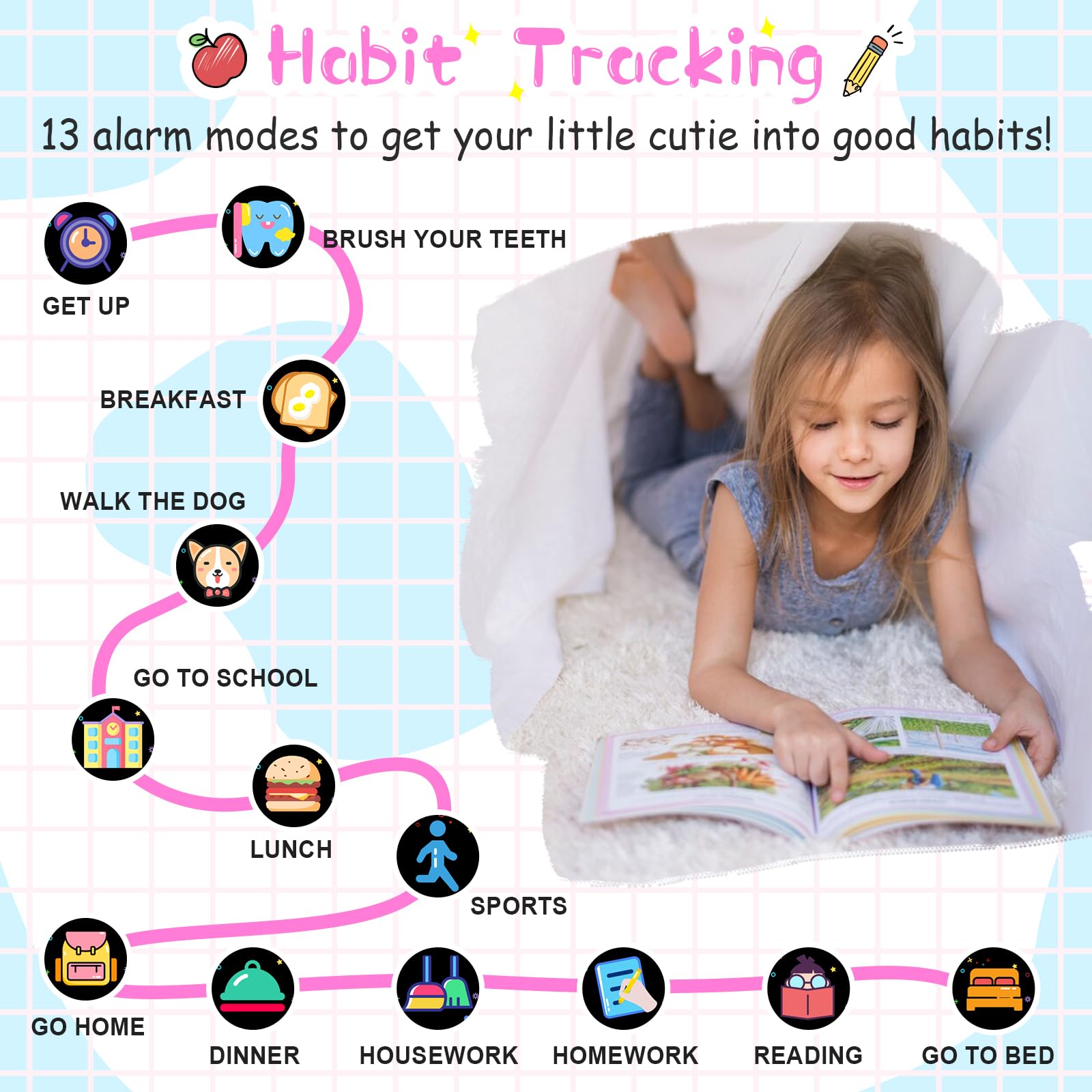 Smart Watch For Kids, Kids Smart Watch Toys 19 Games Touch Screen Watch Camera Music Video Pedometer Calculator Alarm Clock Lear