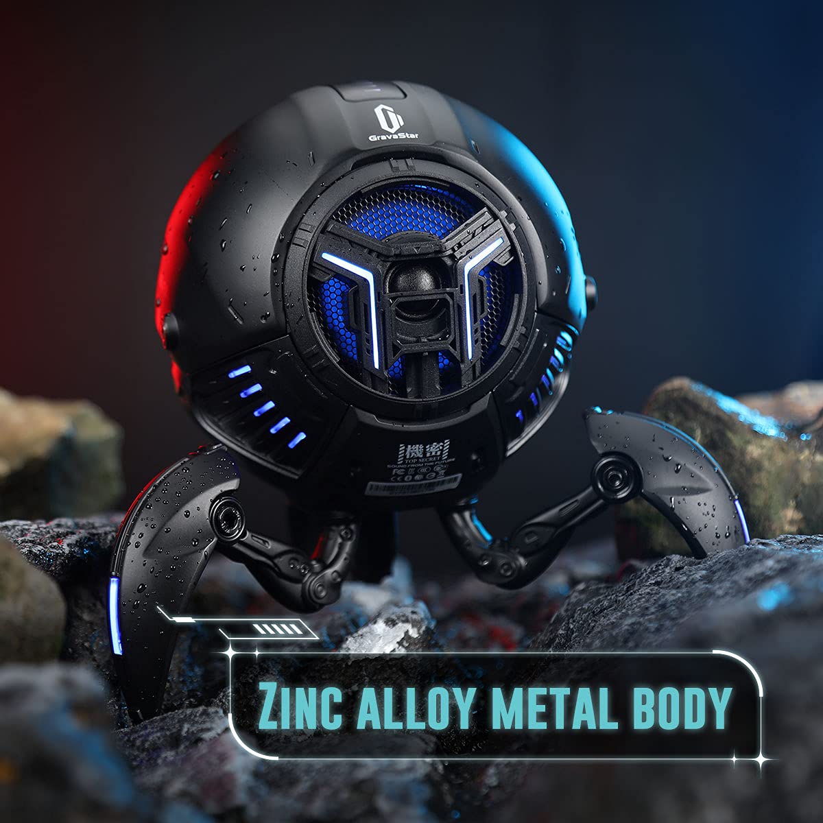 Gravastar Mars Pro Portable Bluetooth Speaker, Deep Bass Loud Stereo Sound, 15H Playtime, 6 Rgb Lights, Dual Pairing, Portable F