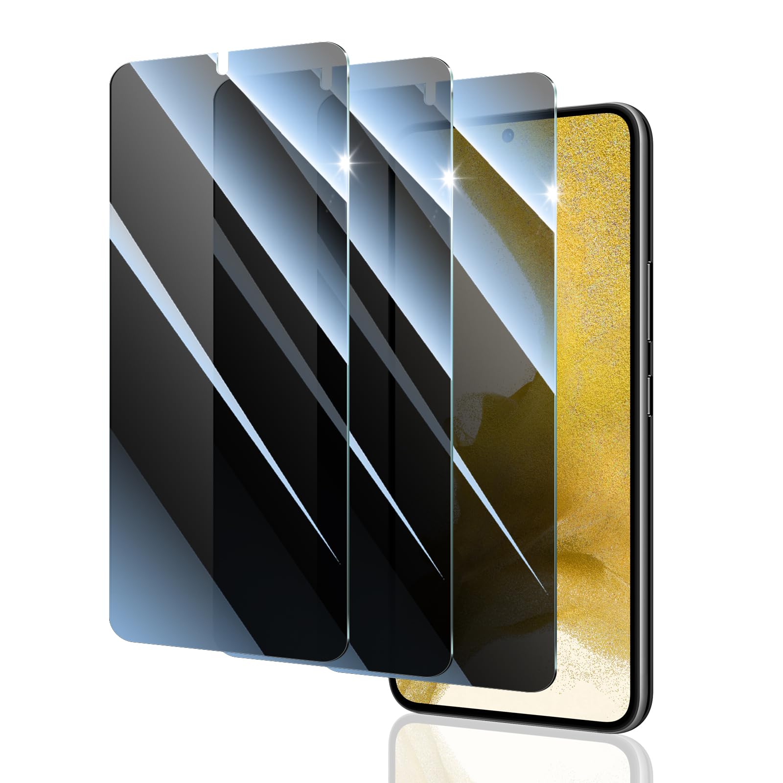 Privacy Screen Protector for Samsung Galaxy S22/S23, Anti-Spy Tempered Glass Film, 9H Hardness Scratch Resistant 2.5D Curved Edg