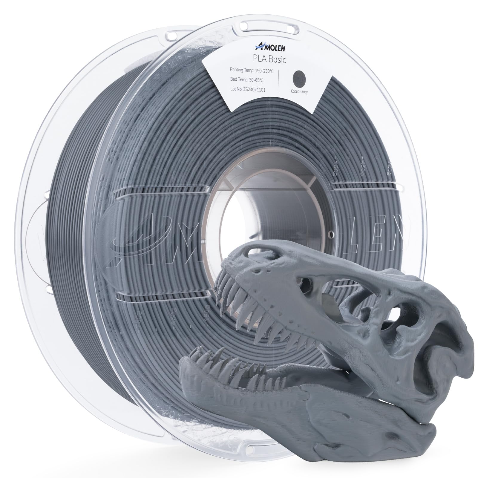 AMOLEN 3D Printer Filament PLA, True High Speed 600mm/s 1.75mm PLA Filament Koala Grey PLA, 1KG/2.2lb, Dimensional Accuracy +/- 
