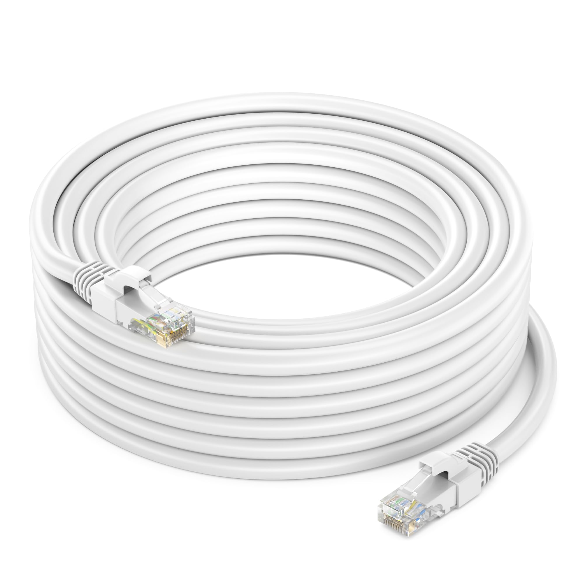Maximm Cat 6 Ethernet Cable 25 Ft   High Speed Lan Cable, Internet Cable, Patch Cable, And Network Cable   Utp, 10Gbps, 550Mhz Ethernet Cord   White